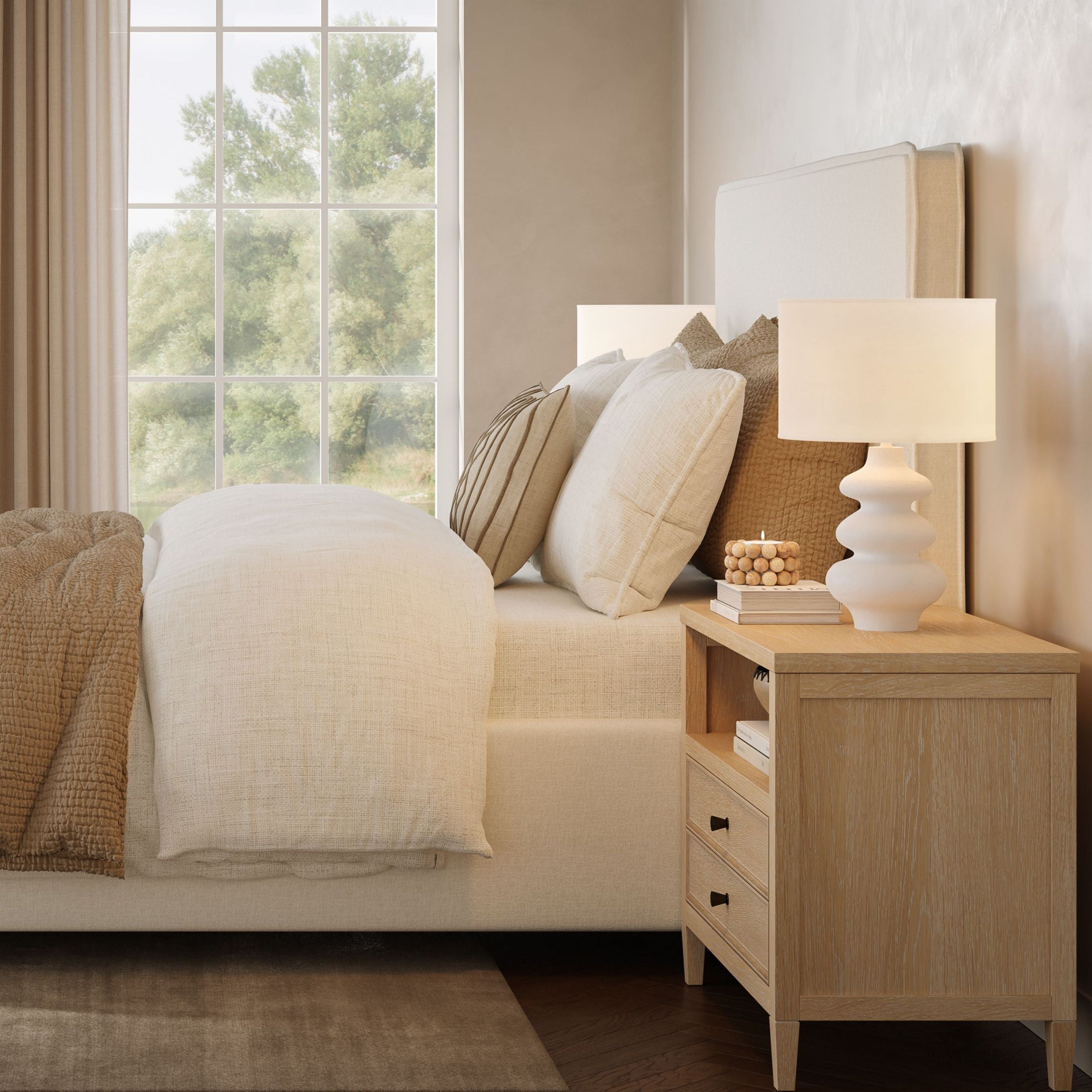 Bristol Park 30 Whitewashed Oak Wood 2-Drawer Nightstand