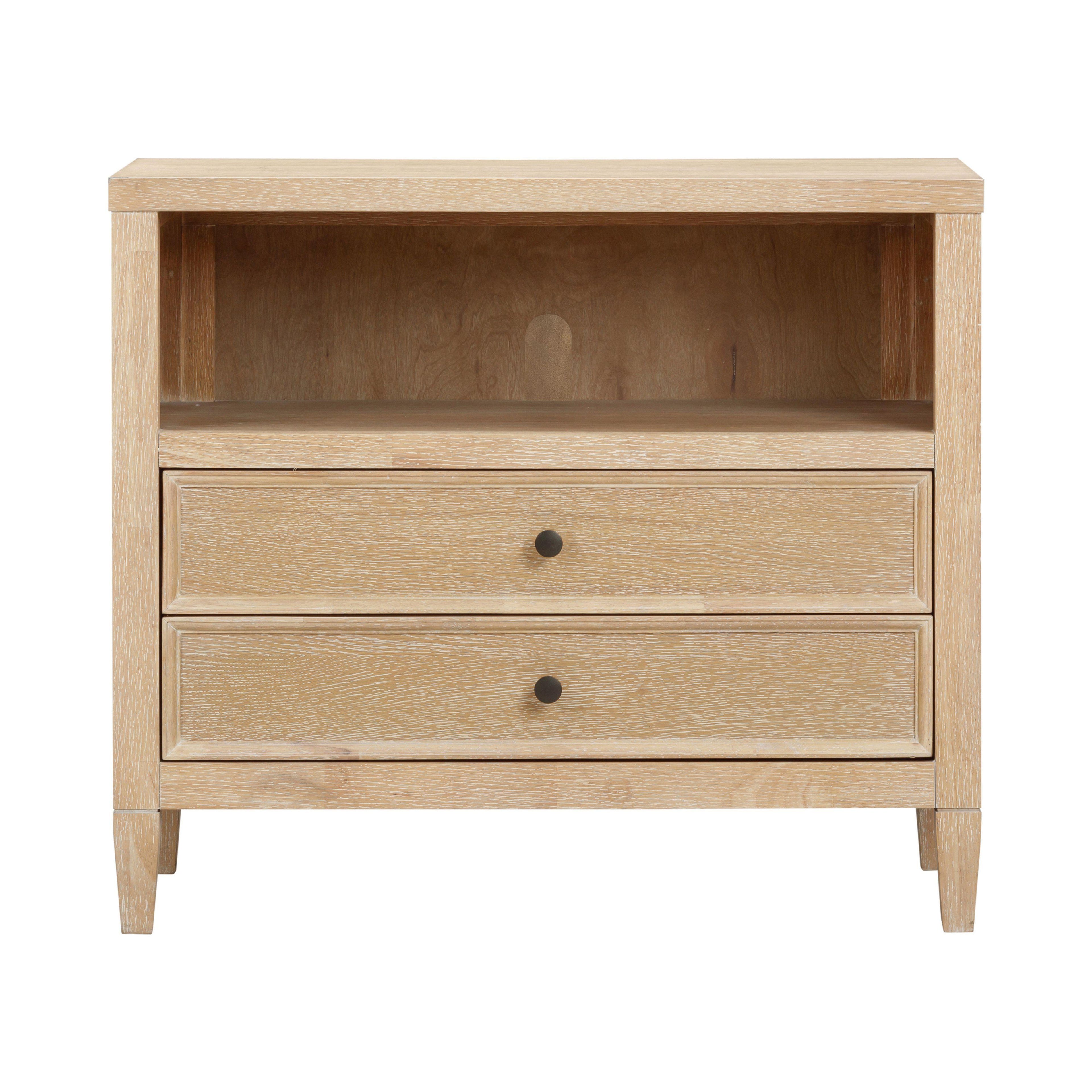 Bristol Park 30 Whitewashed Oak Wood 2-Drawer Nightstand