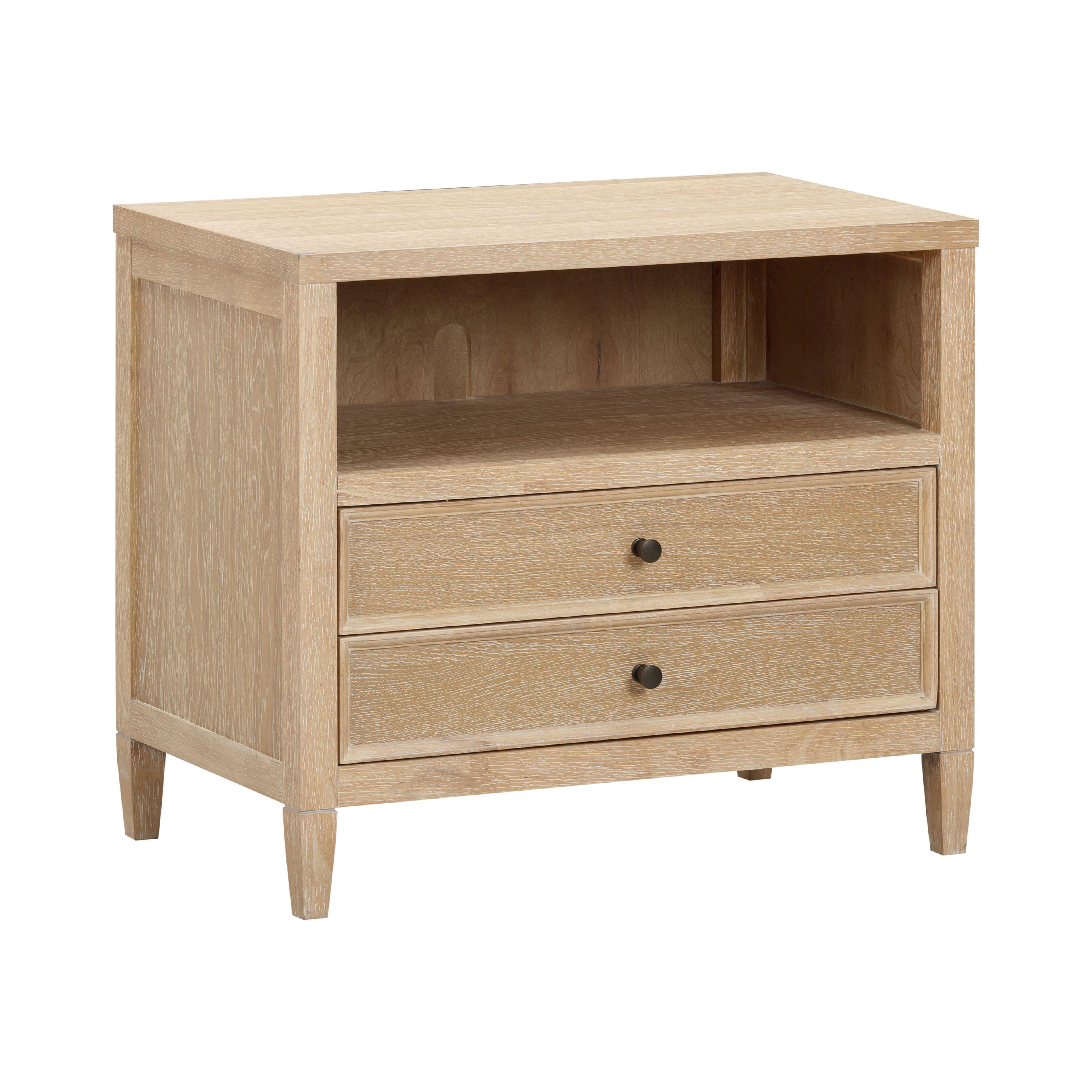Bristol Park 30 Whitewashed Oak Wood 2-Drawer Nightstand