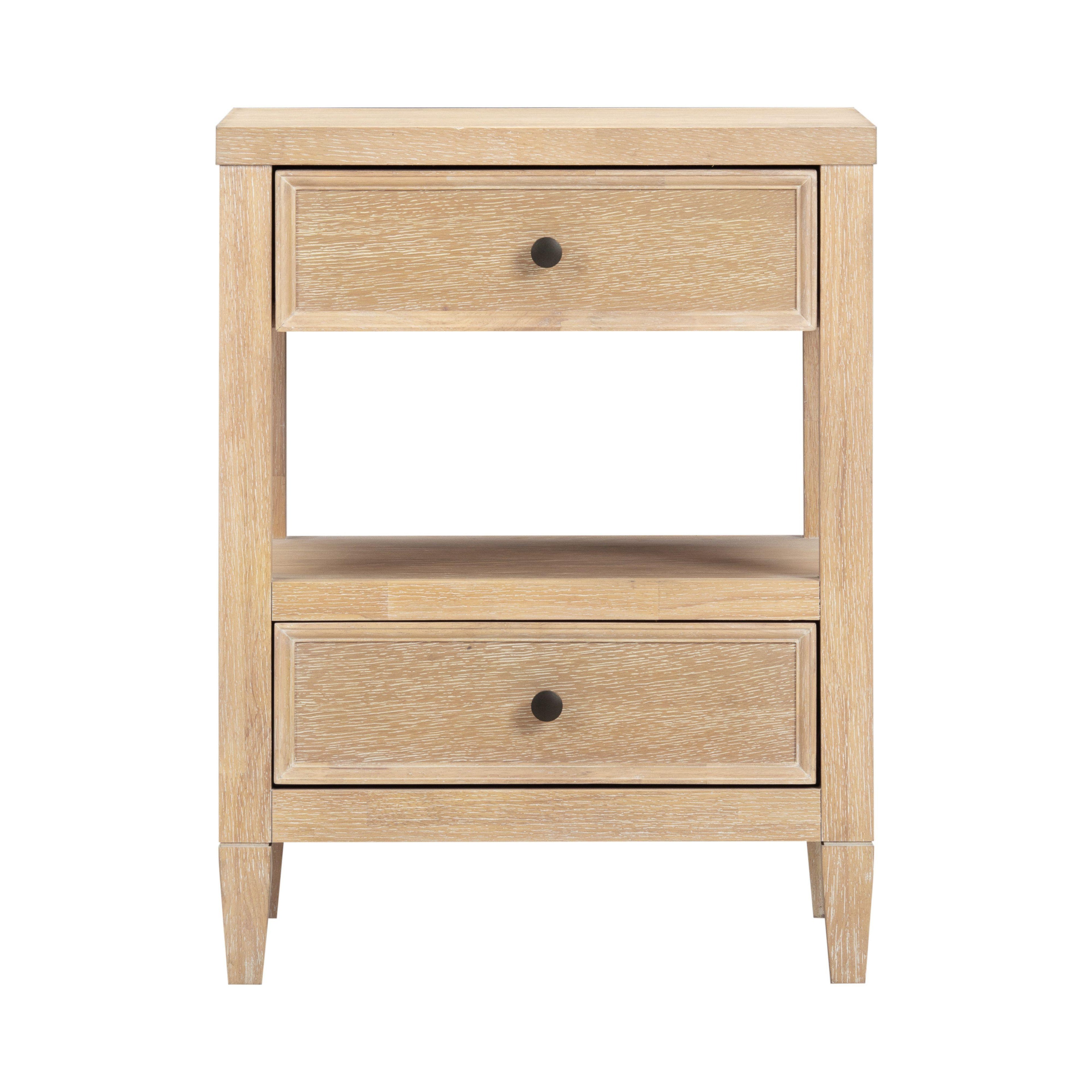 Bristol Park 20 Whitewashed Oak Wood 2-Drawer Nightstand