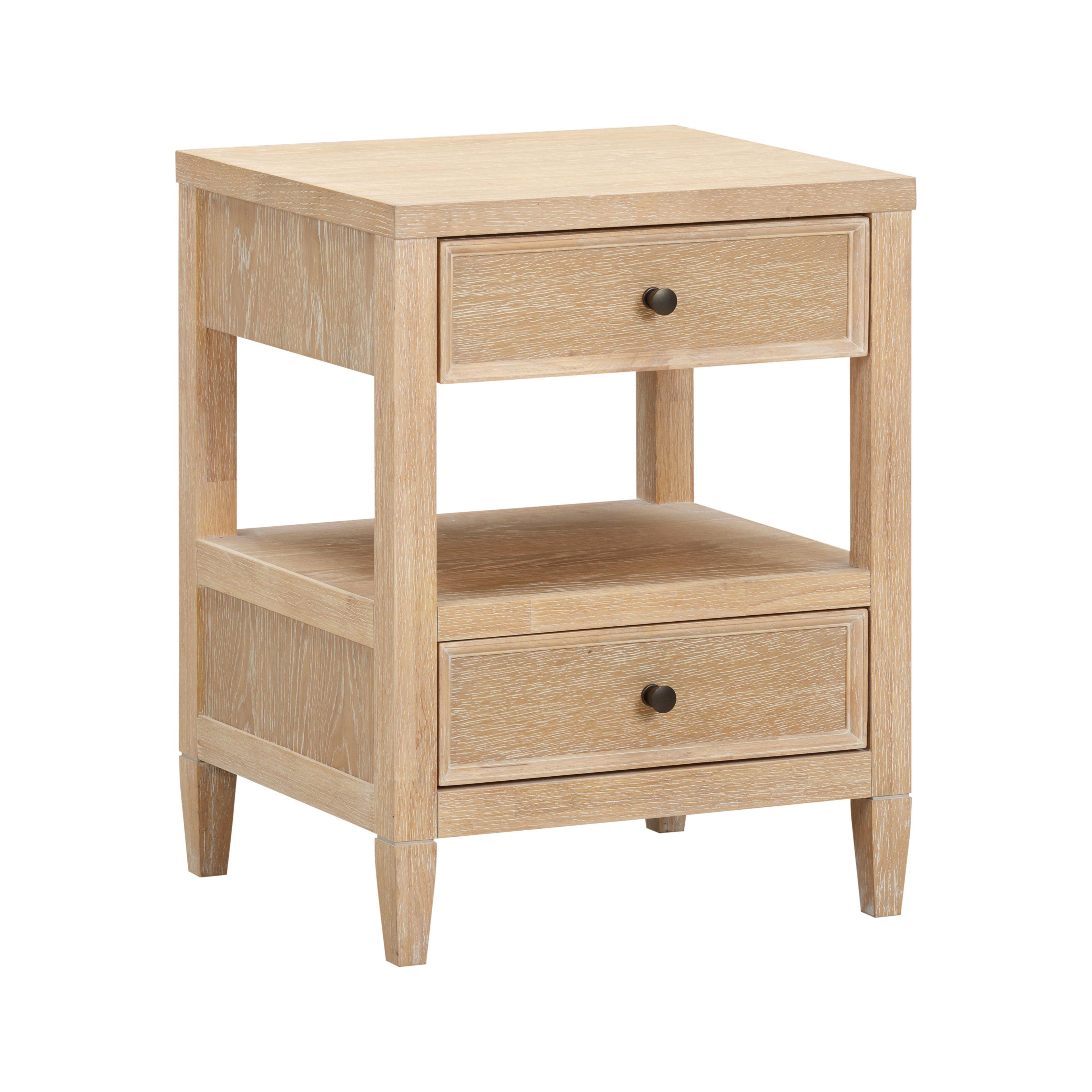 Bristol Park 20 Whitewashed Oak Wood 2-Drawer Nightstand