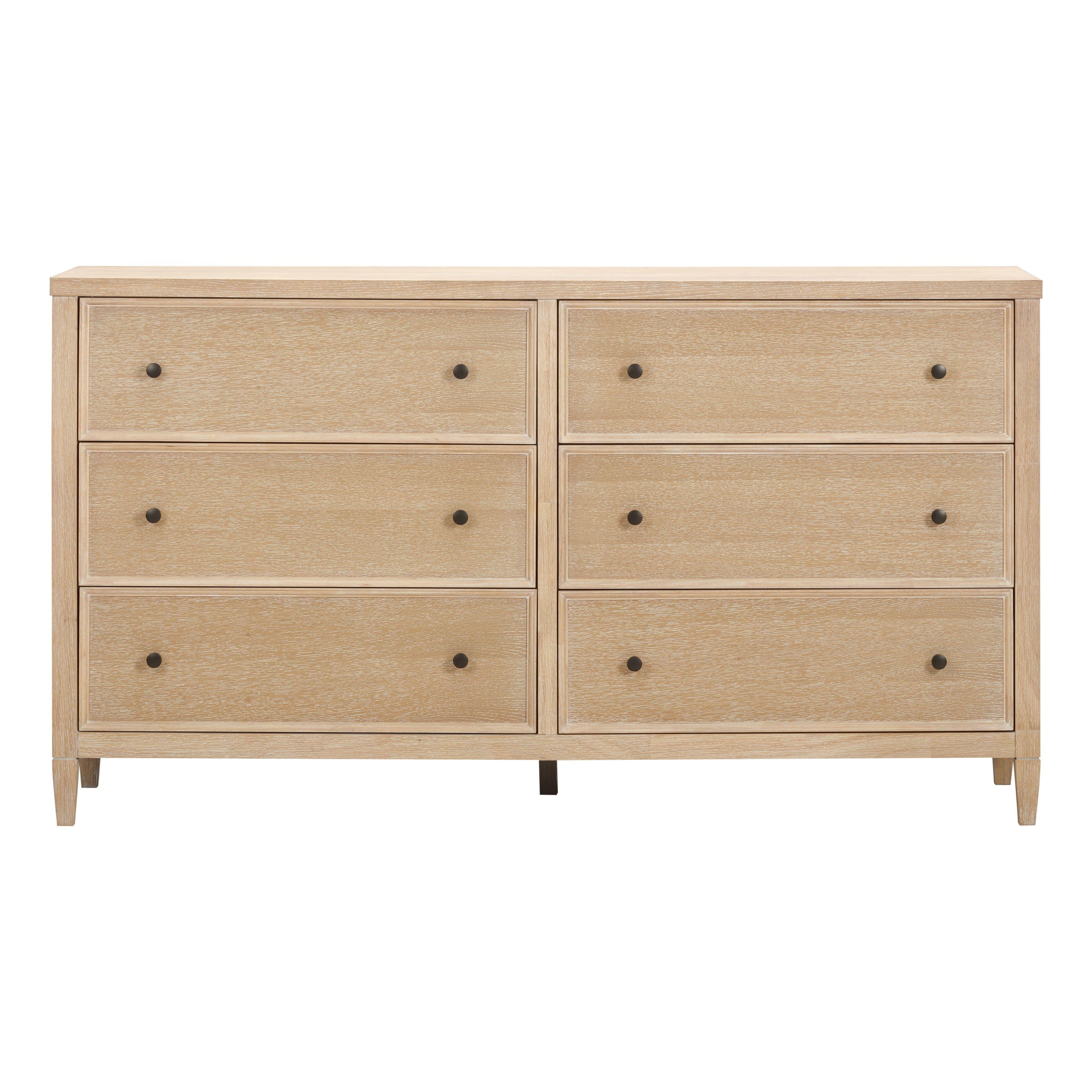 Bristol Park 62 Whitewashed Oak Wood 6-Drawer Dresser