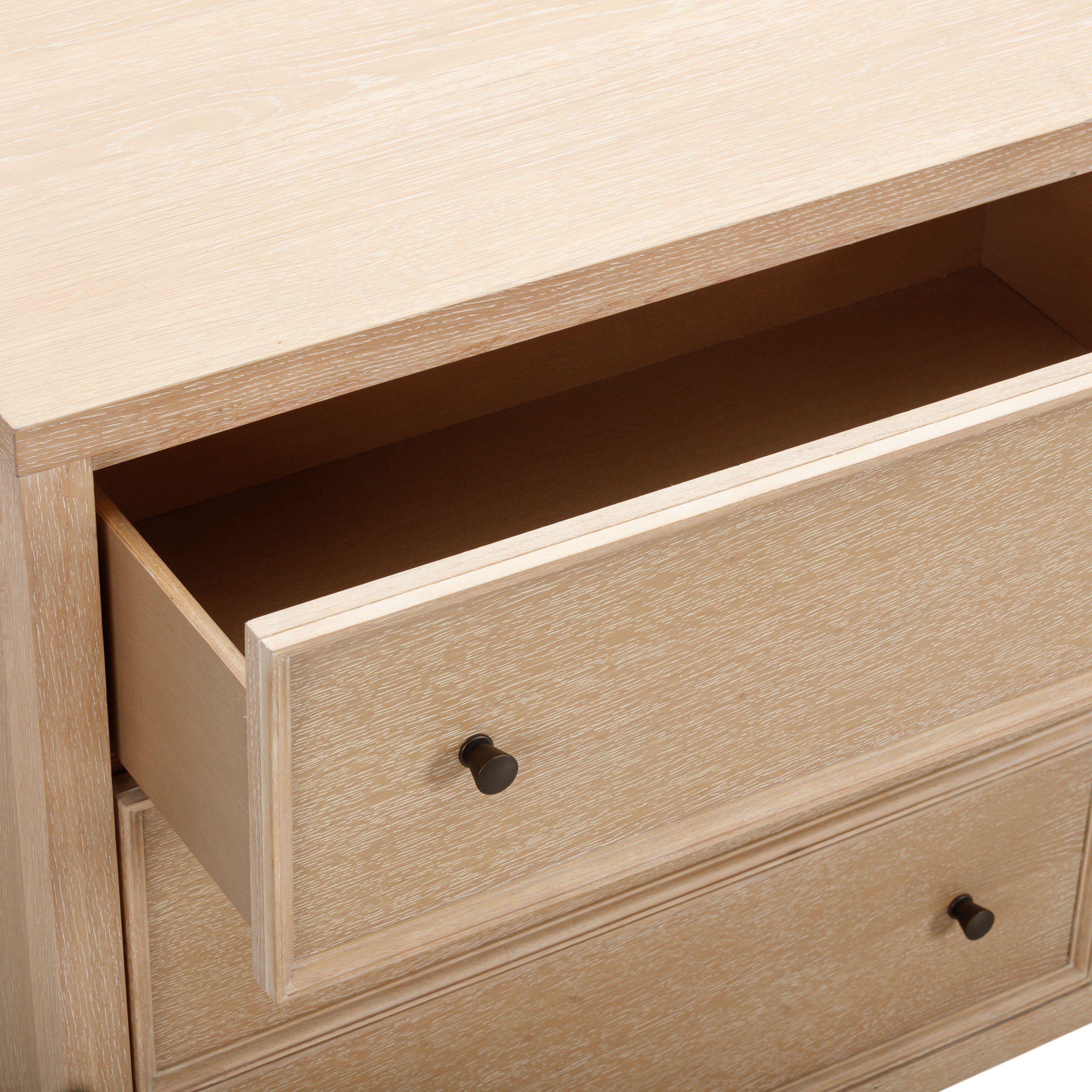 Bristol Park 62 Whitewashed Oak Wood 6-Drawer Dresser
