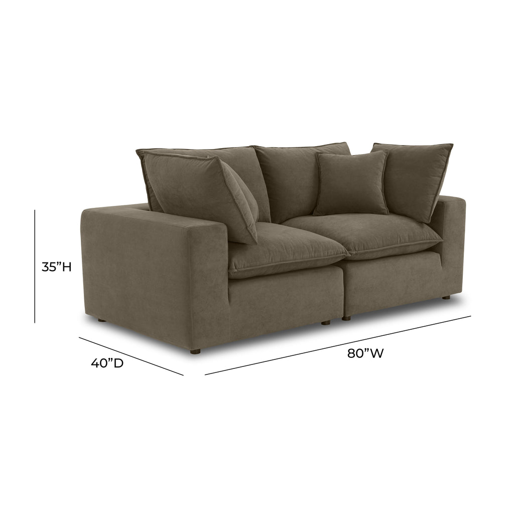 Cali 80 Chocolate Brown Performance Velvet Loveseat