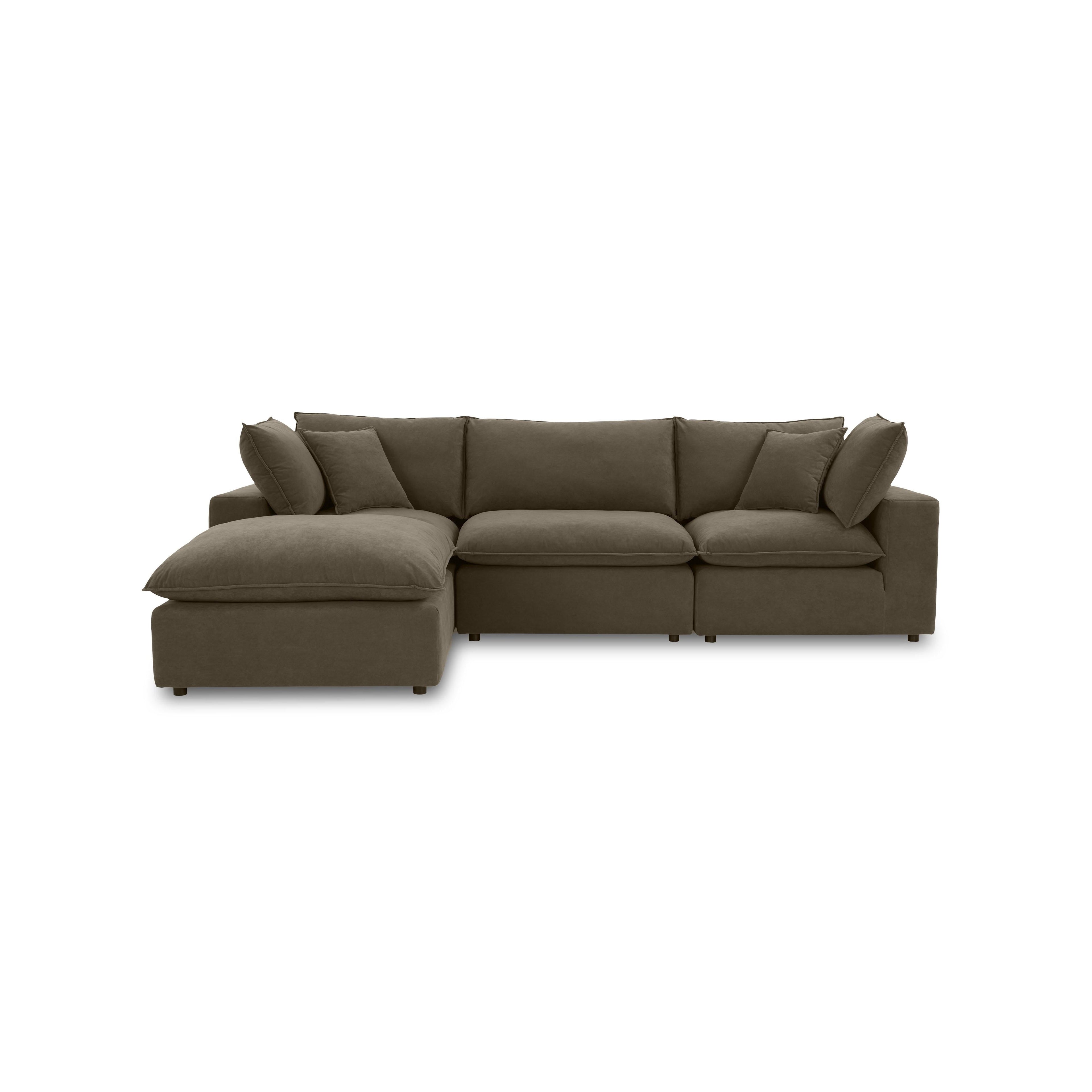 Cali 4-Piece Chocolate Brown Performance Velvet Sectional