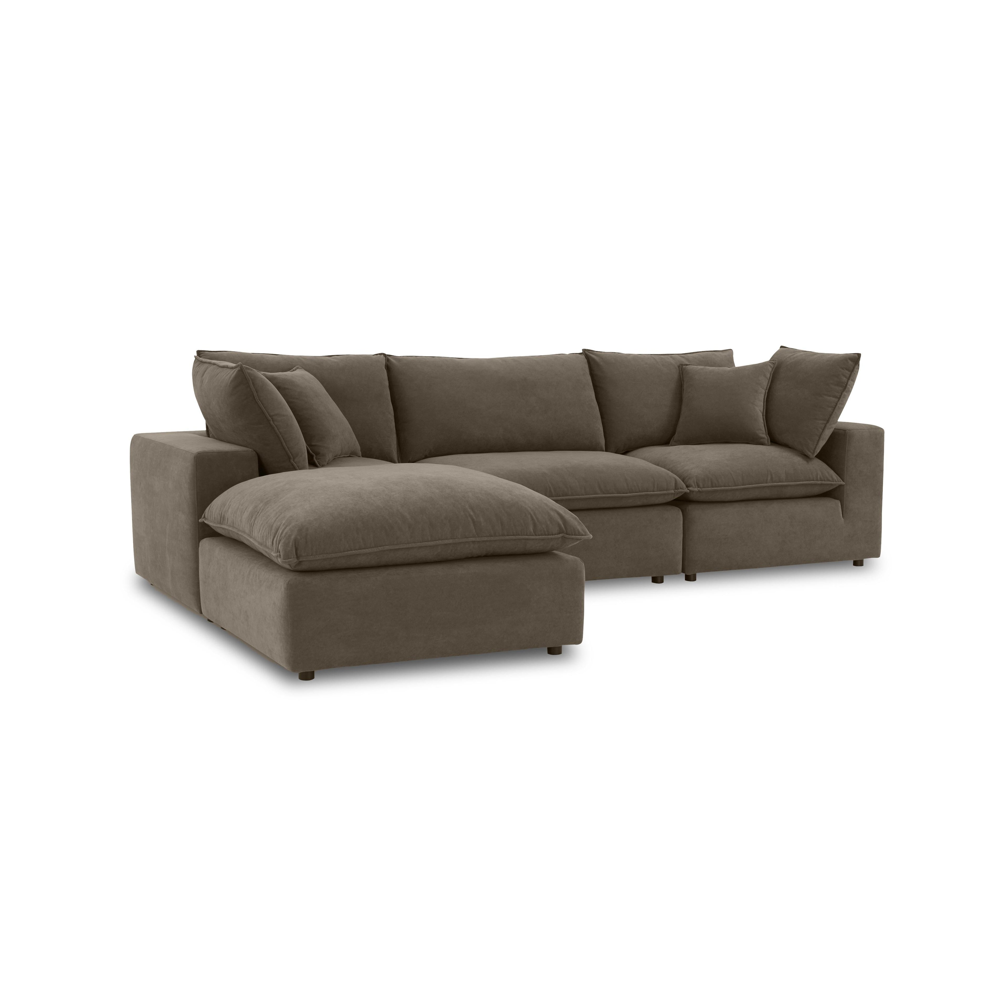 Cali 4-Piece Chocolate Brown Performance Velvet Sectional