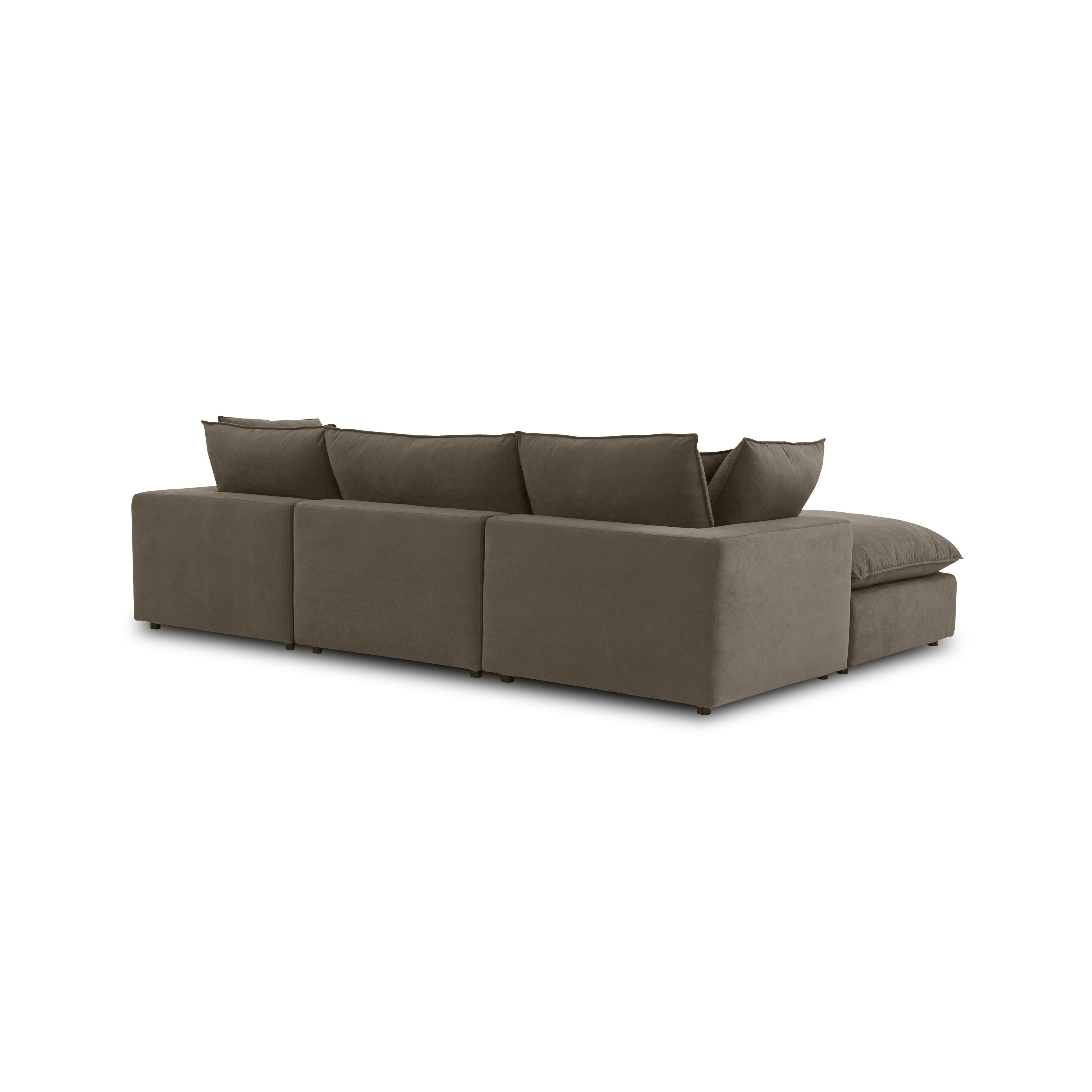 Cali 4-Piece Chocolate Brown Performance Velvet Sectional
