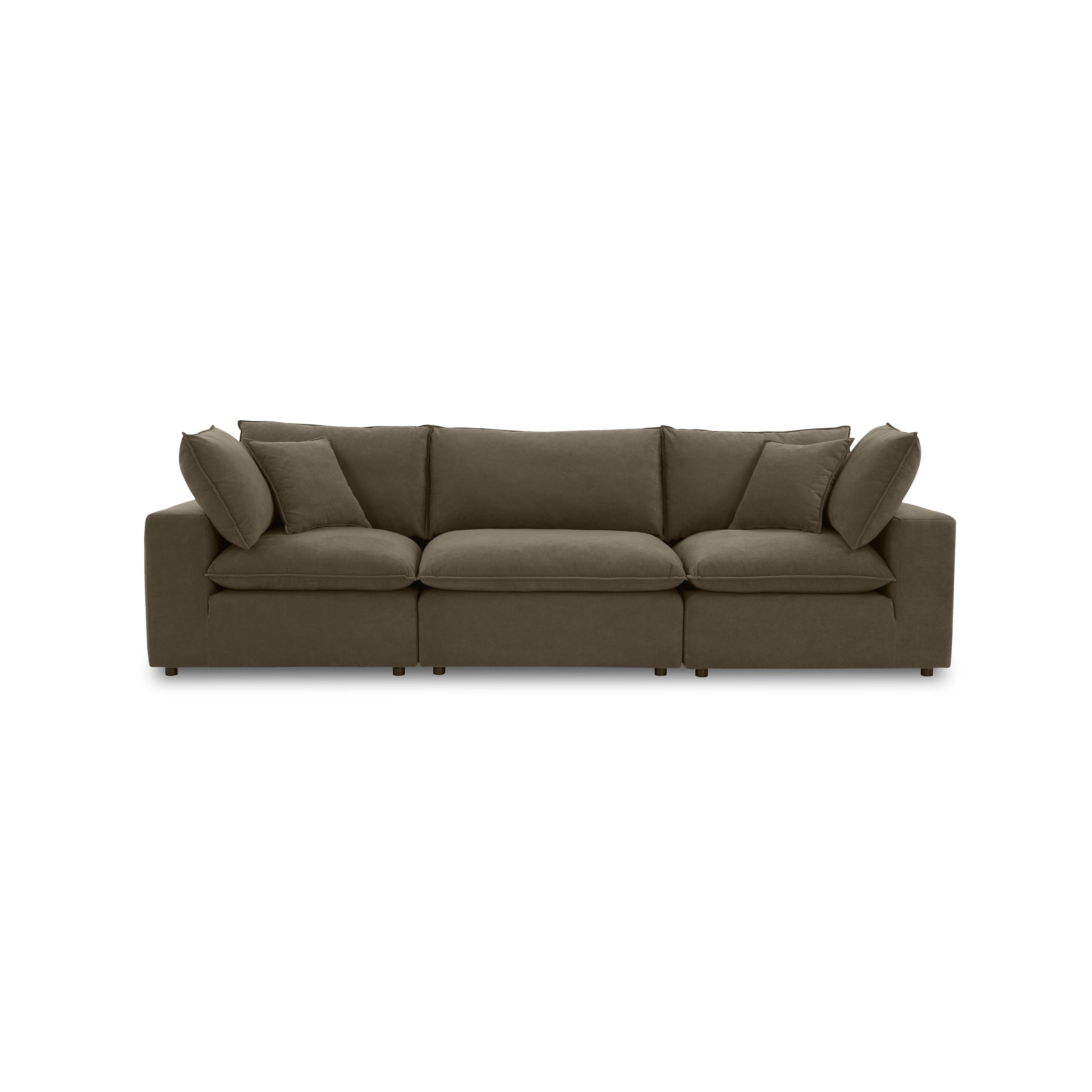 Cali 120 Chocolate Brown Performance Velvet Modular Sofa
