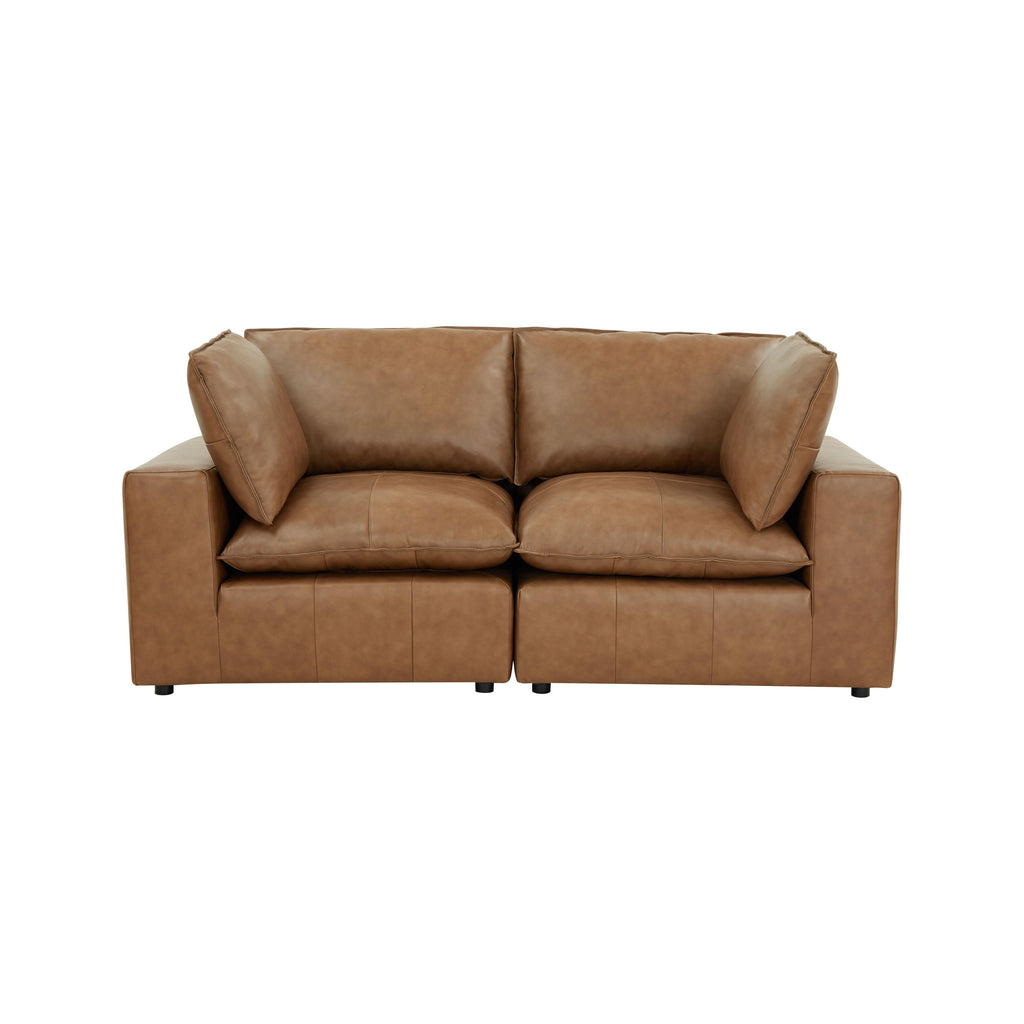 Cali 80 Brown Leather Modular Loveseat