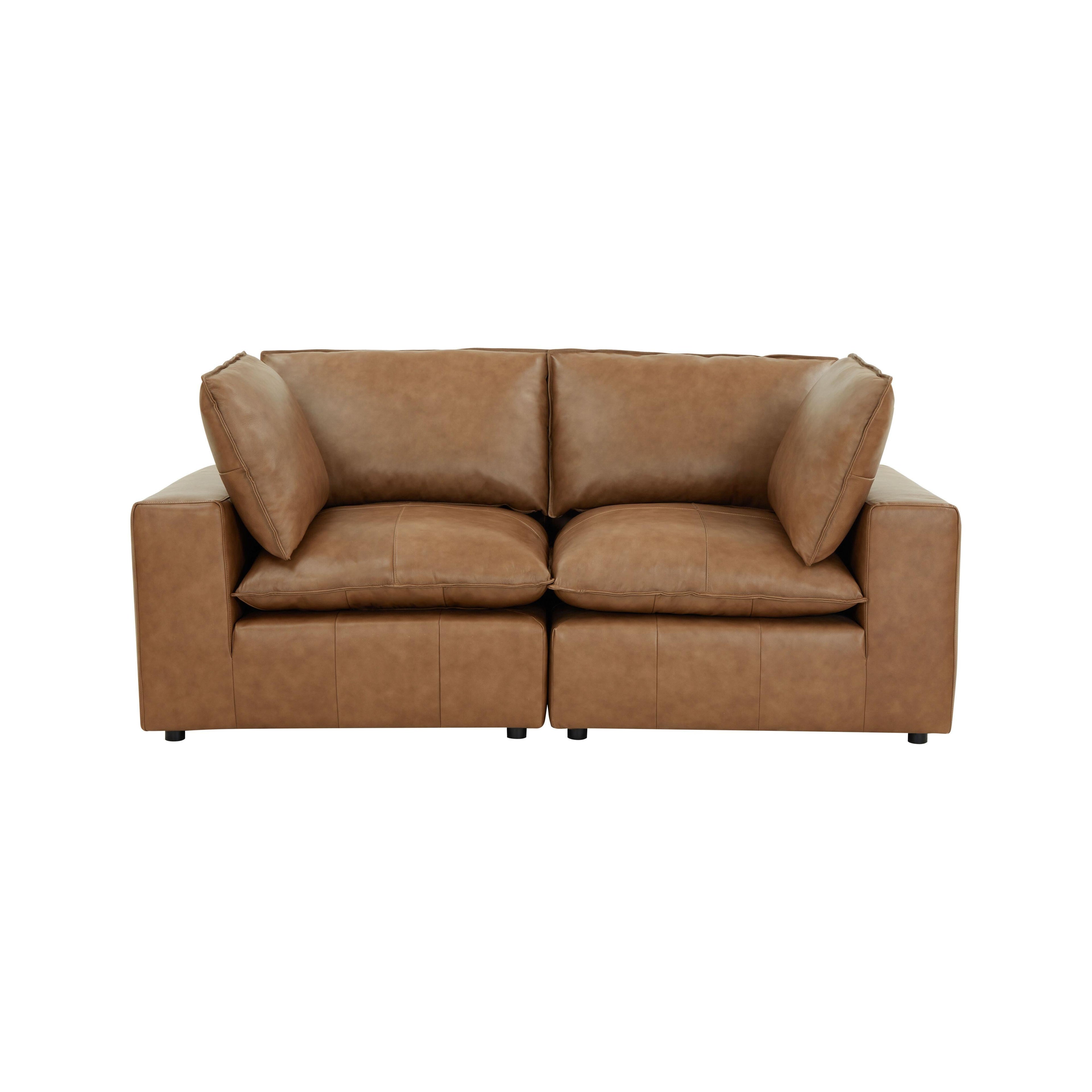 Cali 80 Brown Leather Modular Loveseat