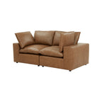 Cali 80 Brown Leather Modular Loveseat