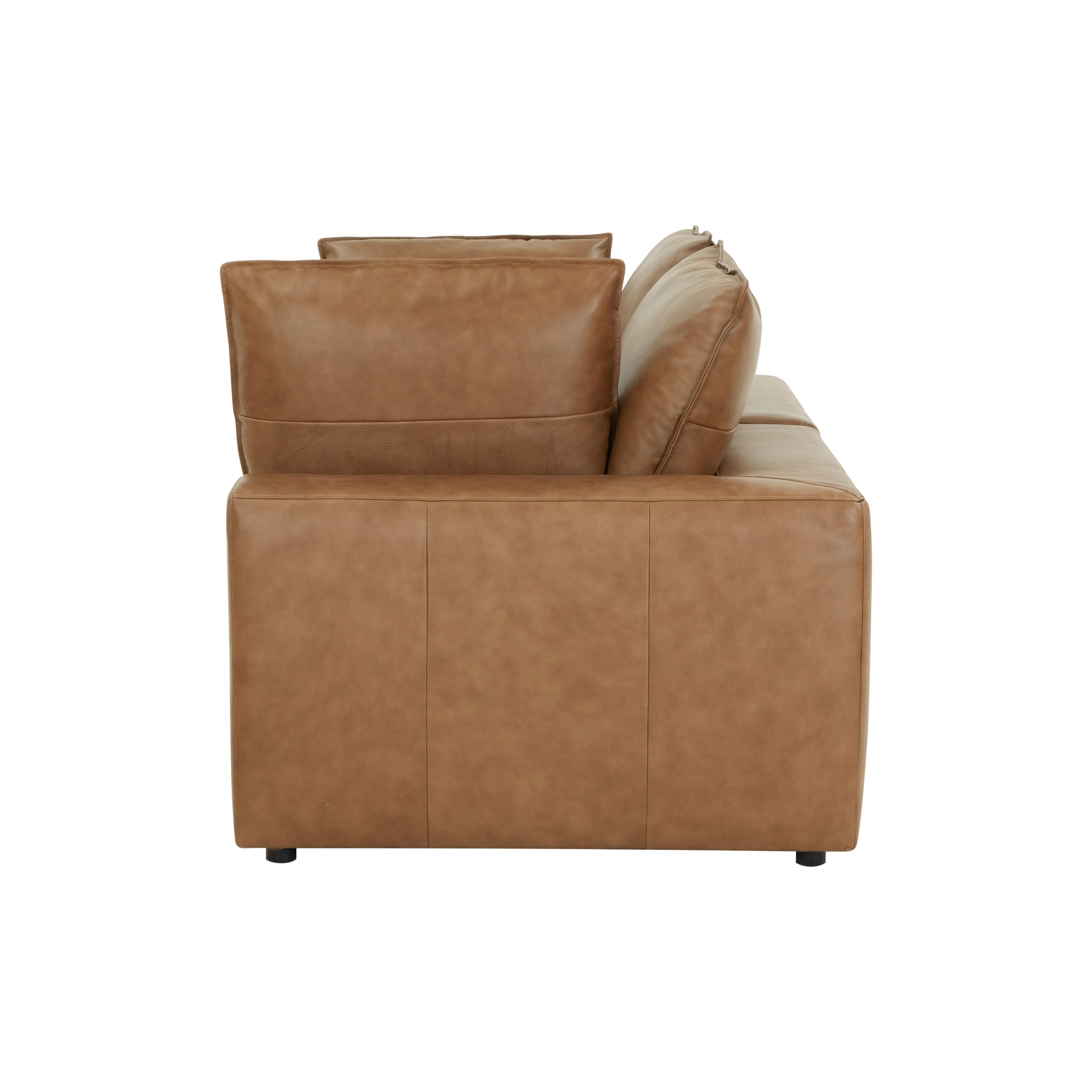 Cali 80 Brown Leather Modular Loveseat