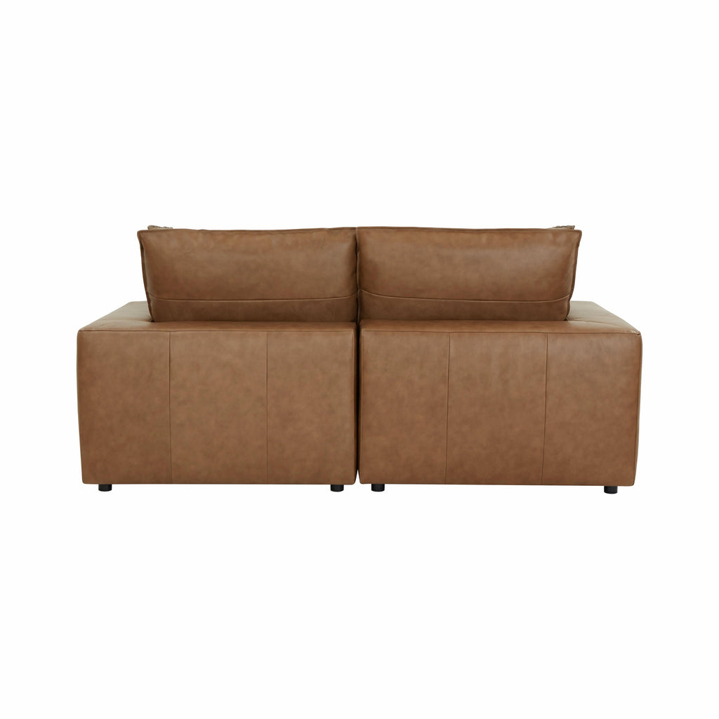 Cali 80 Brown Leather Modular Loveseat