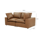 Cali 80 Brown Leather Modular Loveseat
