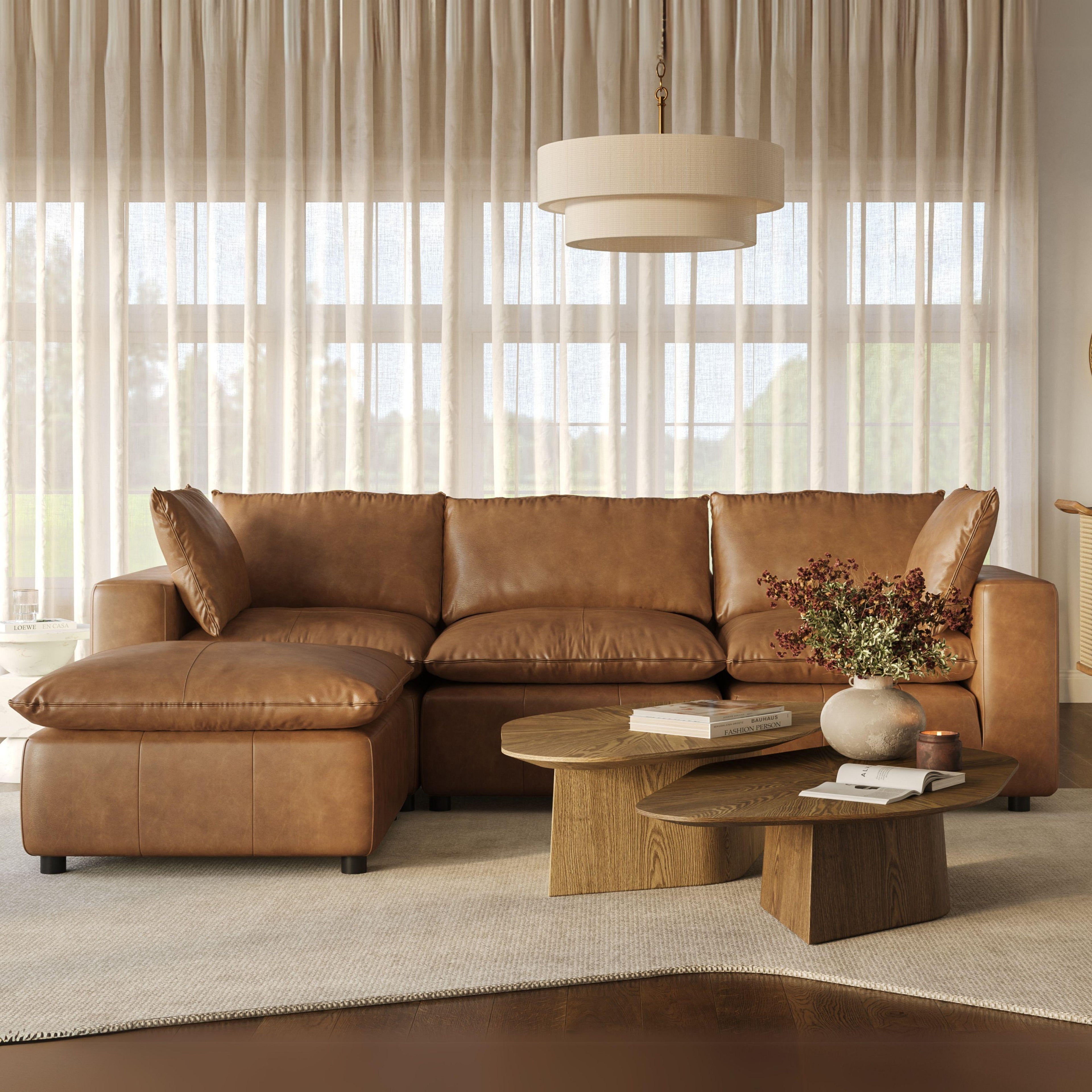 Cali 4-Piece Brown Leather Modular Sectional