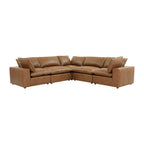 Cali 5-Piece Brown Leather Modular L-Sectional