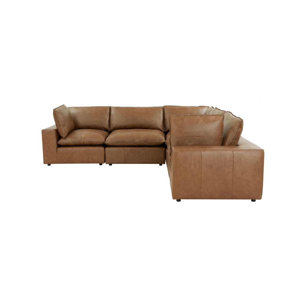 Cali 5-Piece Brown Leather Modular L-Sectional