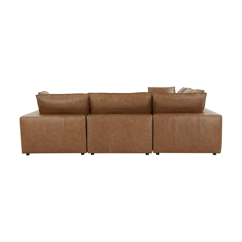 Cali 5-Piece Brown Leather Modular L-Sectional