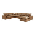 Cali 7-Piece Brown Leather Modular Large Chaise Sectional