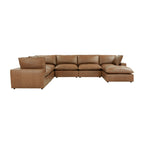 Cali 7-Piece Brown Leather Modular Large Chaise Sectional
