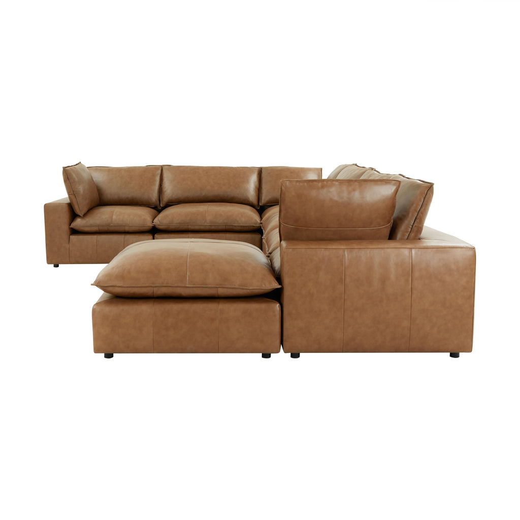 Cali 7-Piece Brown Leather Modular Large Chaise Sectional