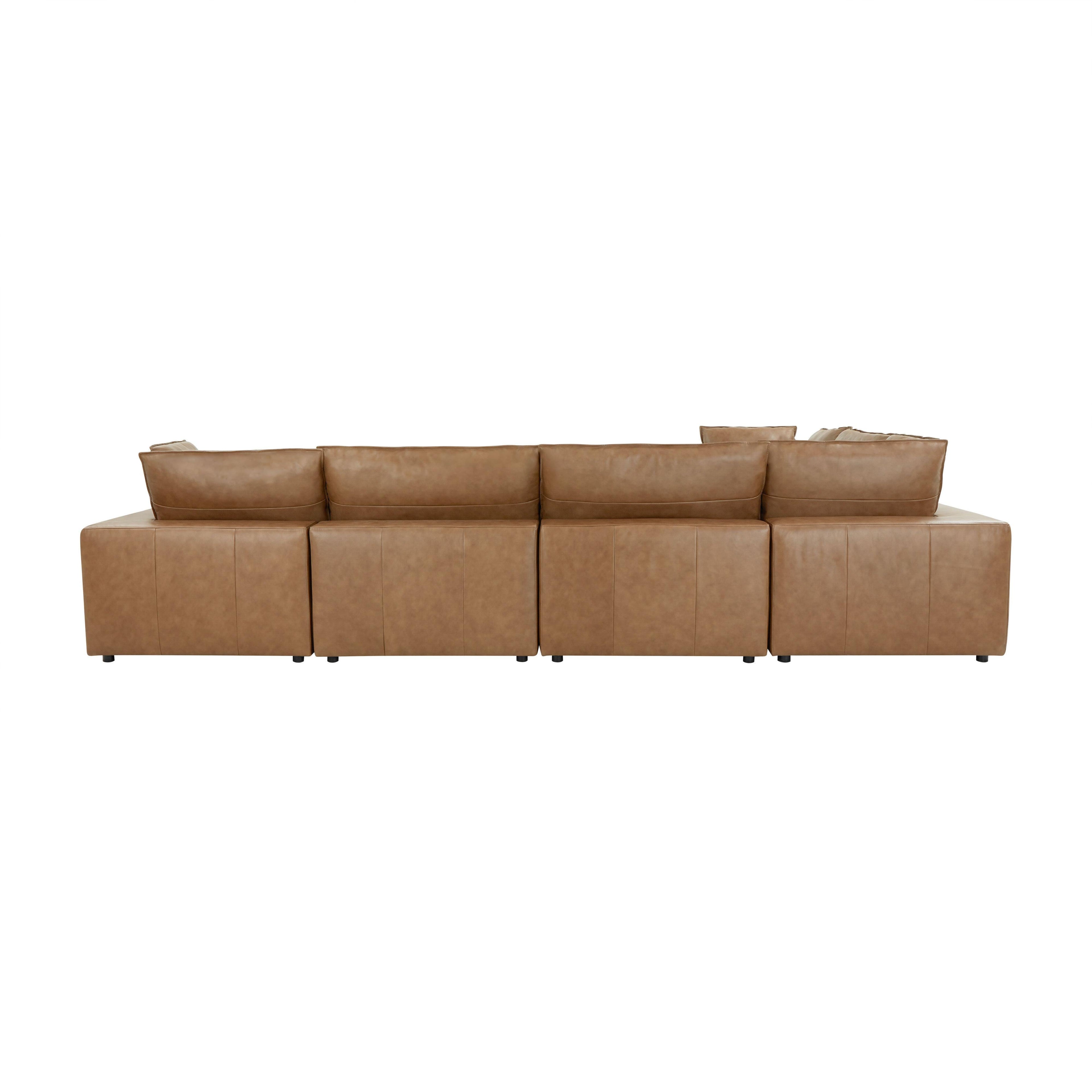 Cali 7-Piece Brown Leather Modular Large Chaise Sectional