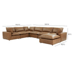 Cali 7-Piece Brown Leather Modular Large Chaise Sectional