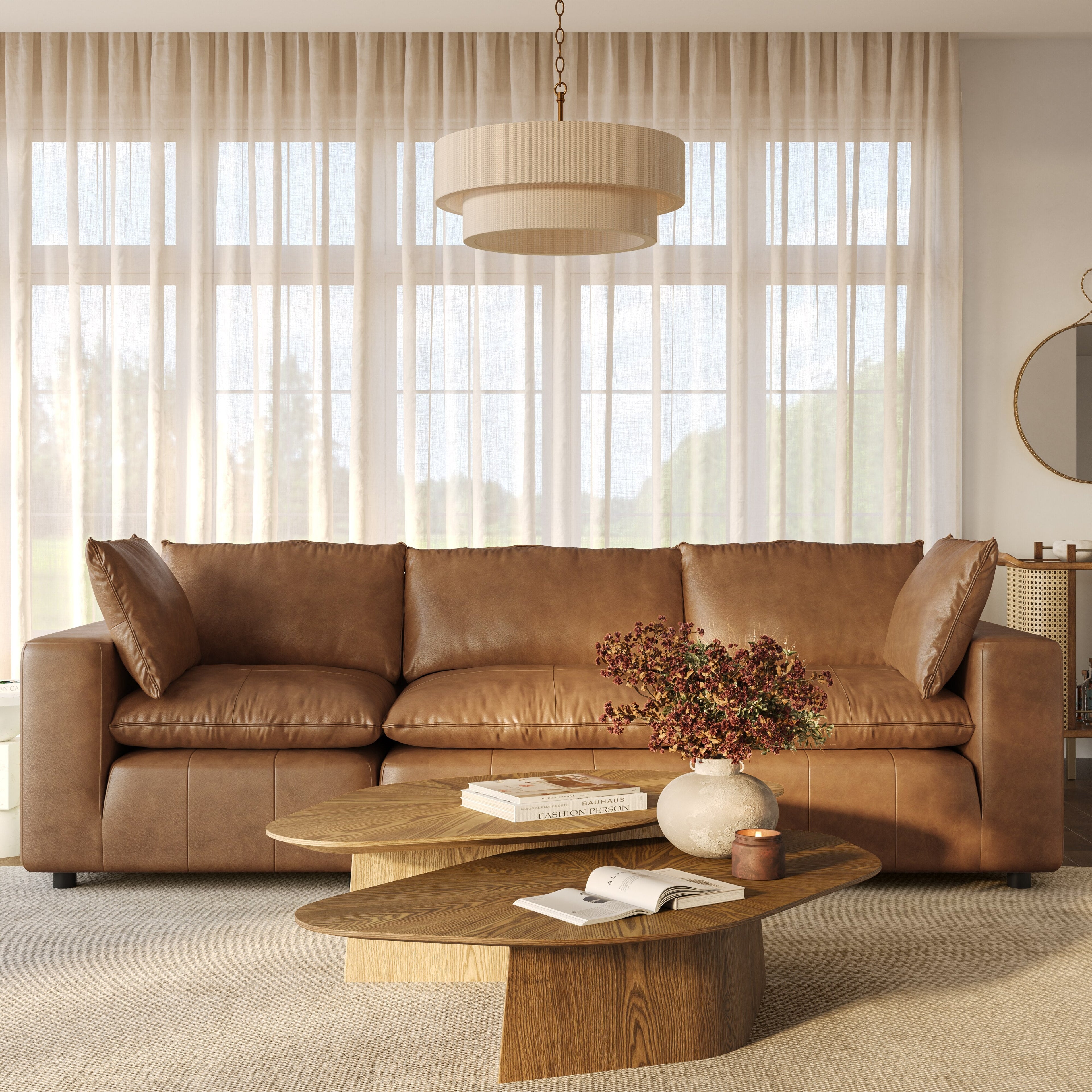 Cali 120 Brown Leather Modular Sofa