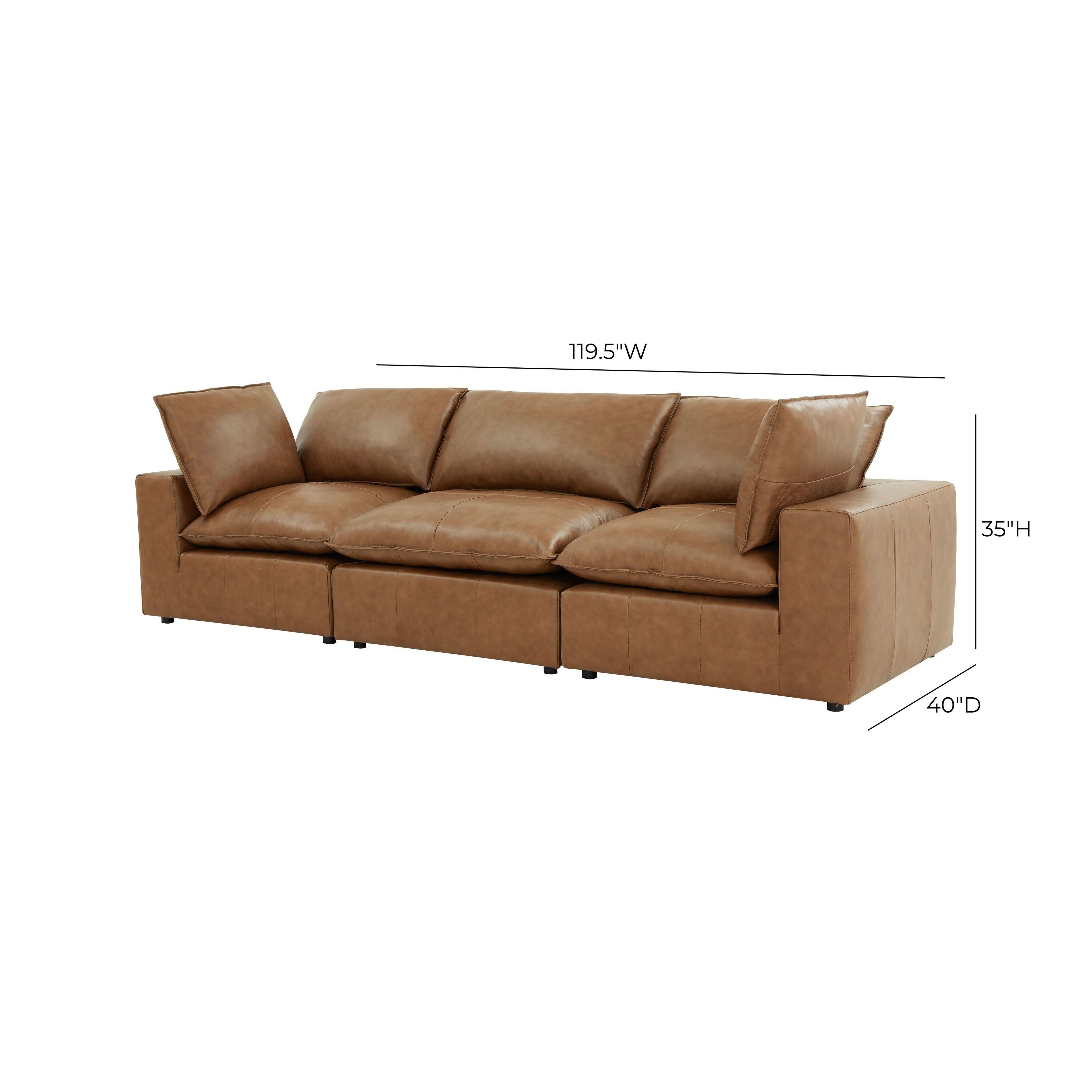 Cali 120 Brown Leather Modular Sofa