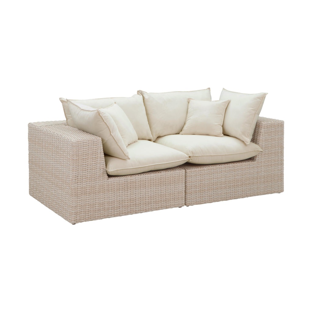 Cali 80 Natural Wicker Outdoor Modular Loveseat
