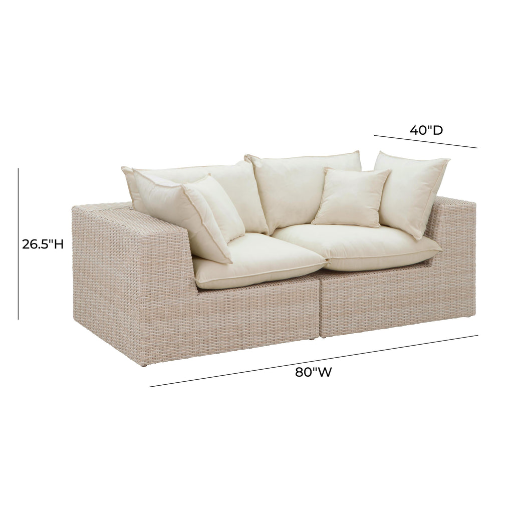 Cali 80 Natural Wicker Outdoor Modular Loveseat