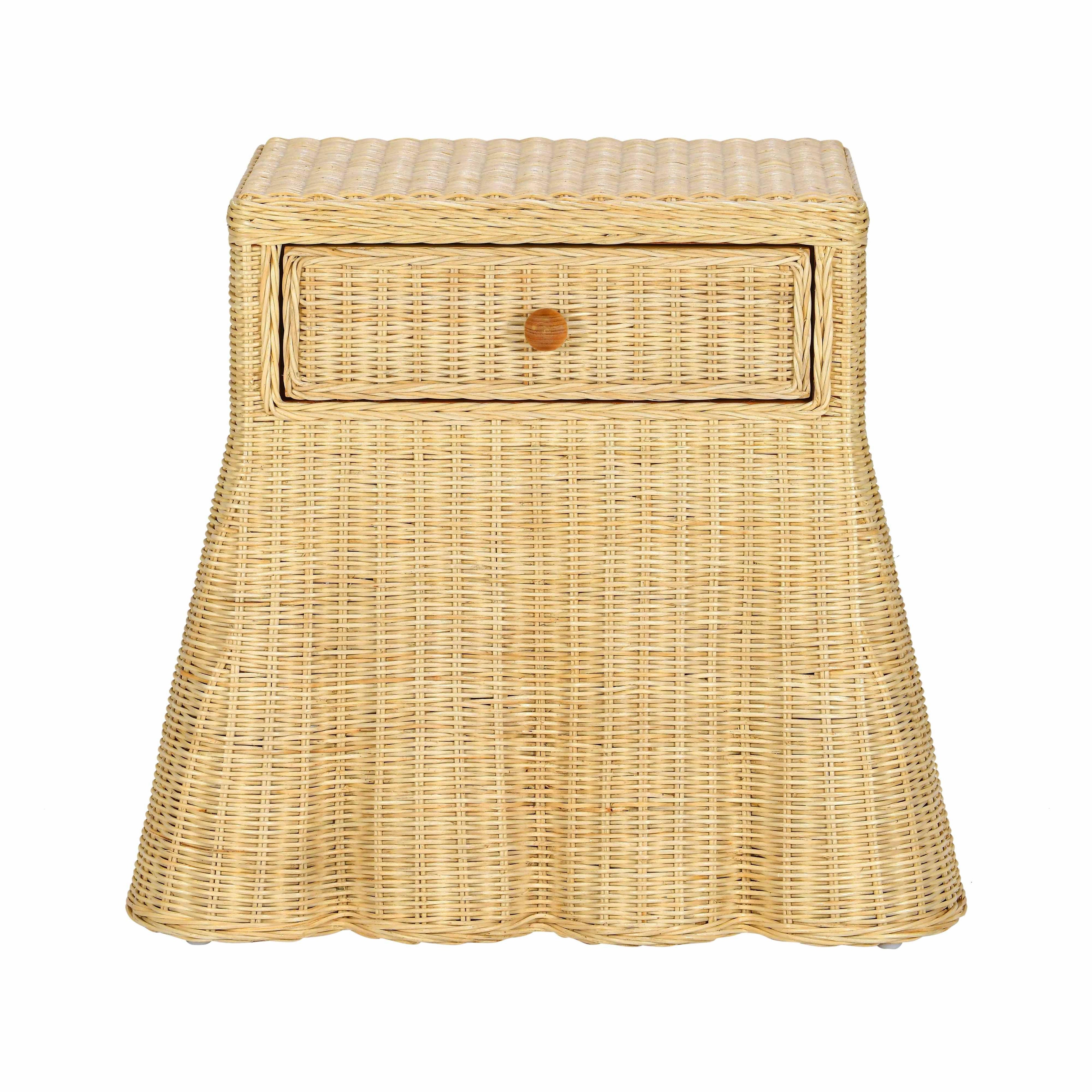 Pentra 25 Natural Rattan Nightstand With Drawer