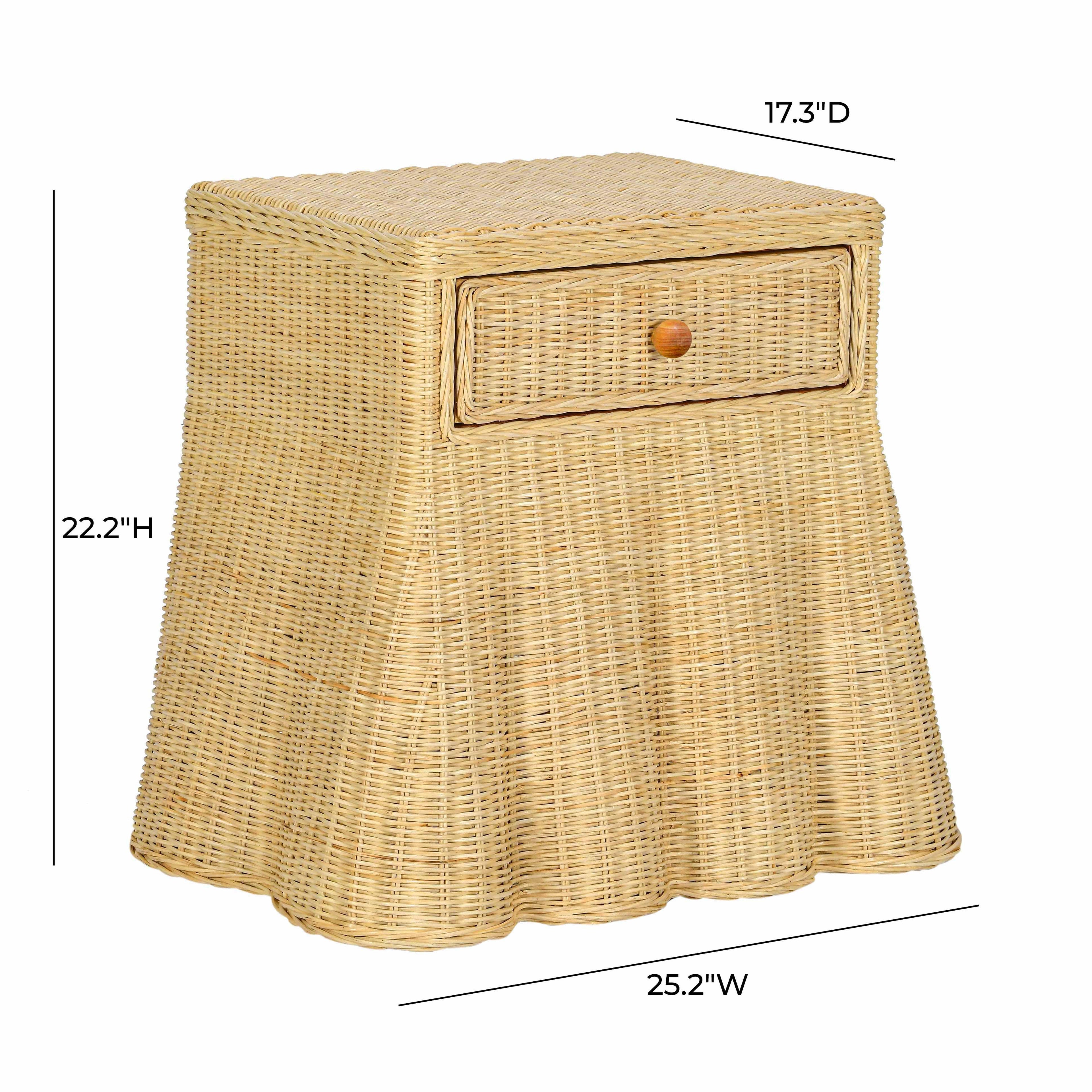 Pentra 25 Natural Rattan Nightstand With Drawer