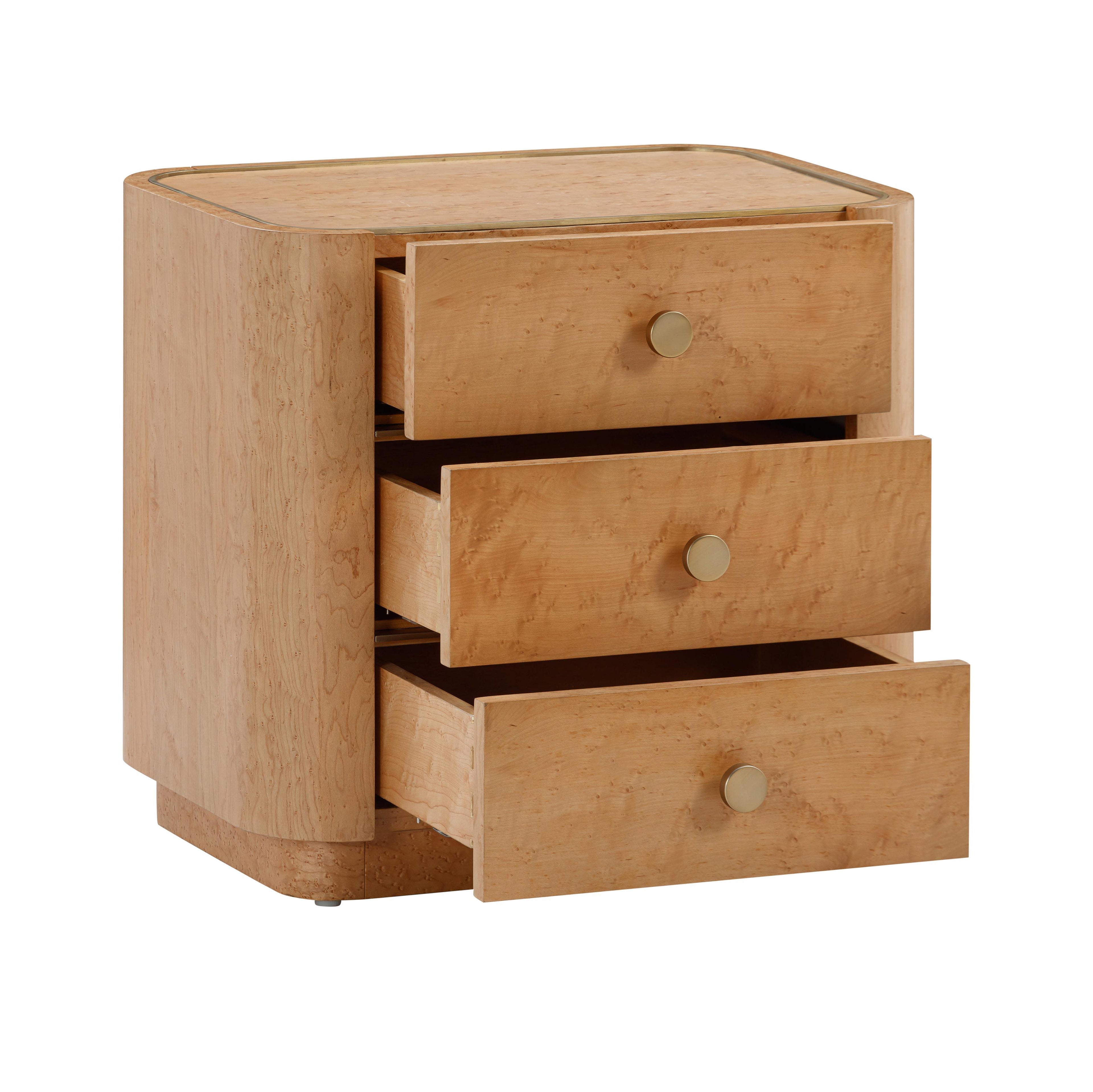Abigail 22 Natural Birdseye Maple 3-Drawer Nightstand