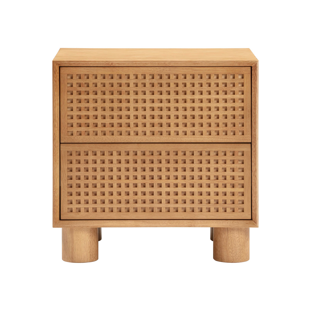 Miles 22 Natural Wood 2-Drawer Nightstand