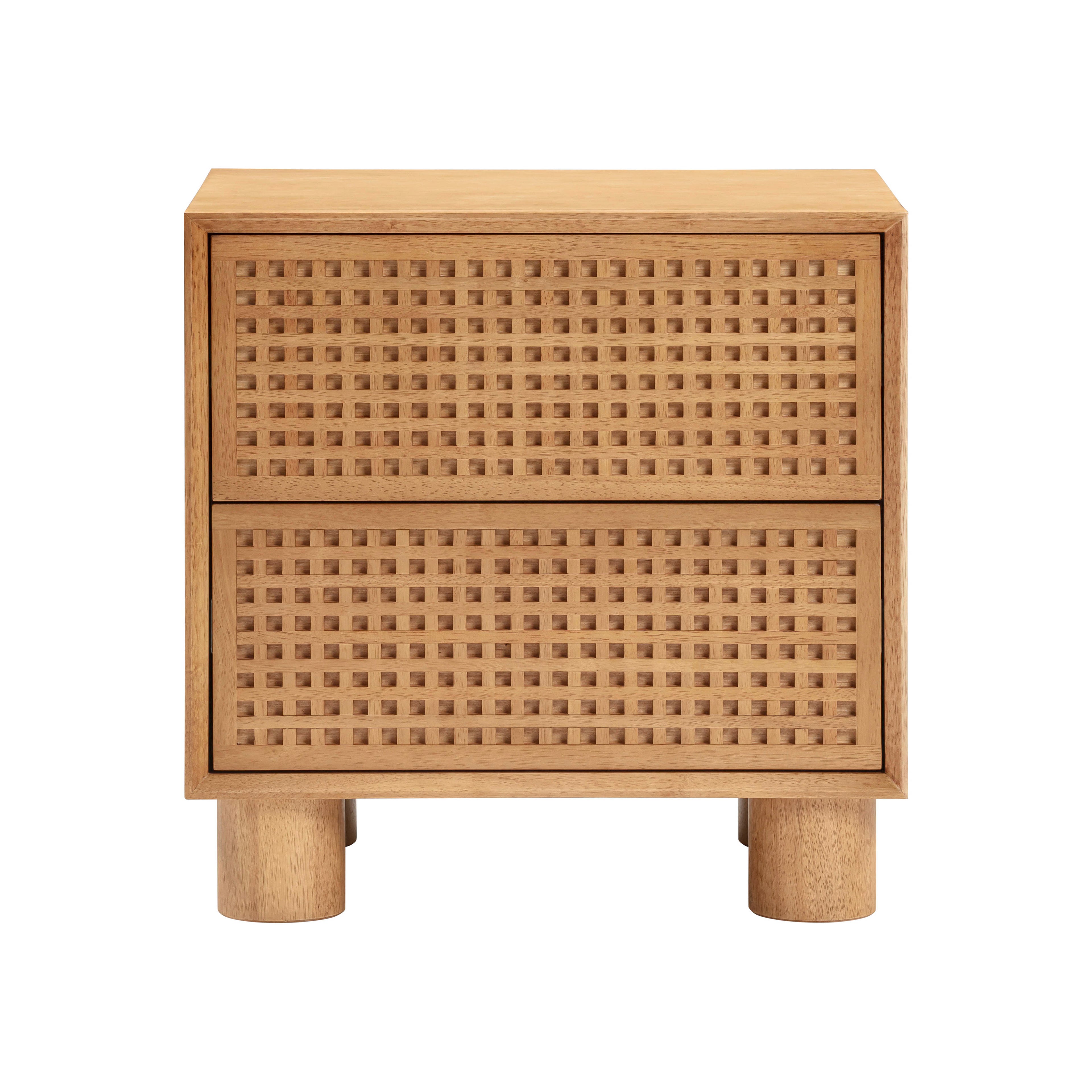 Miles 22 Natural Wood 2-Drawer Nightstand