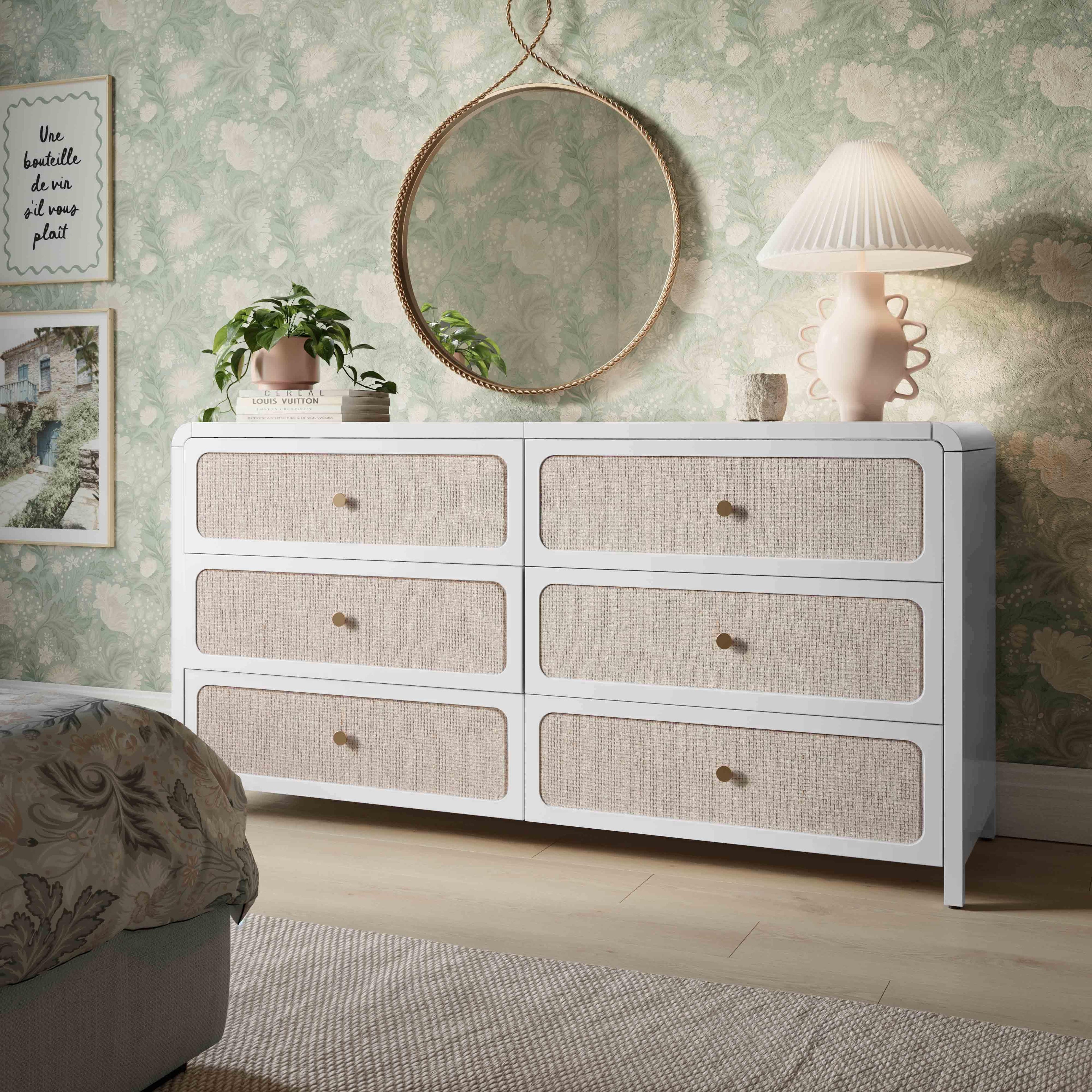 Patty 62 Rattan 6 Drawer Dresser