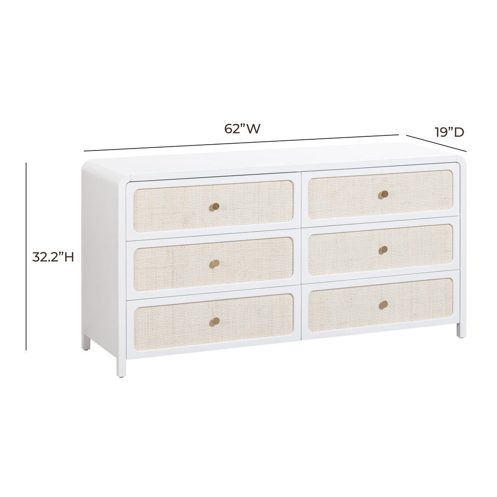 Patty 62 Rattan 6 Drawer Dresser