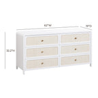 Patty 62 Rattan 6 Drawer Dresser