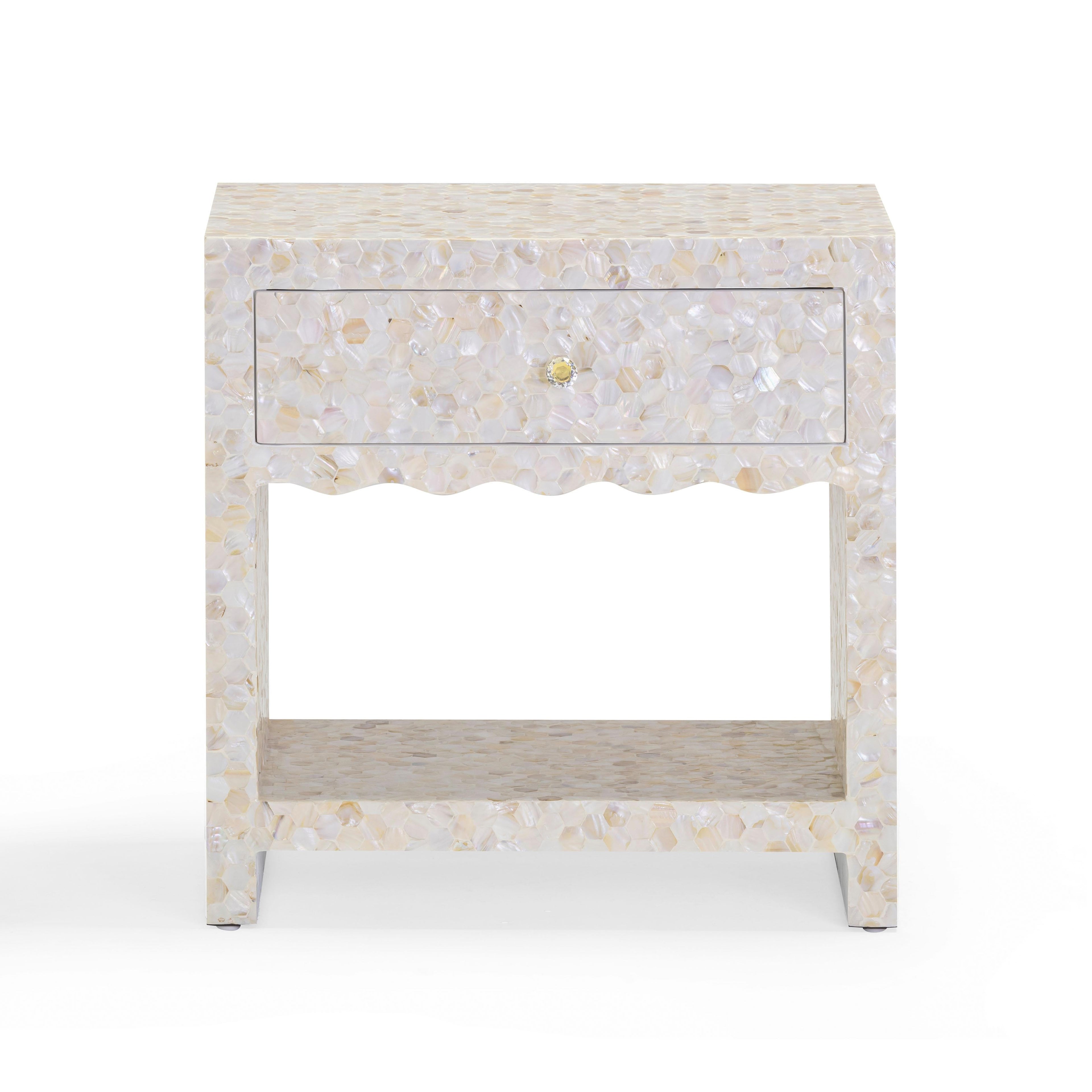 Piara 22 Natural Mother of Pearl Inlaid Nightstand With Drawer