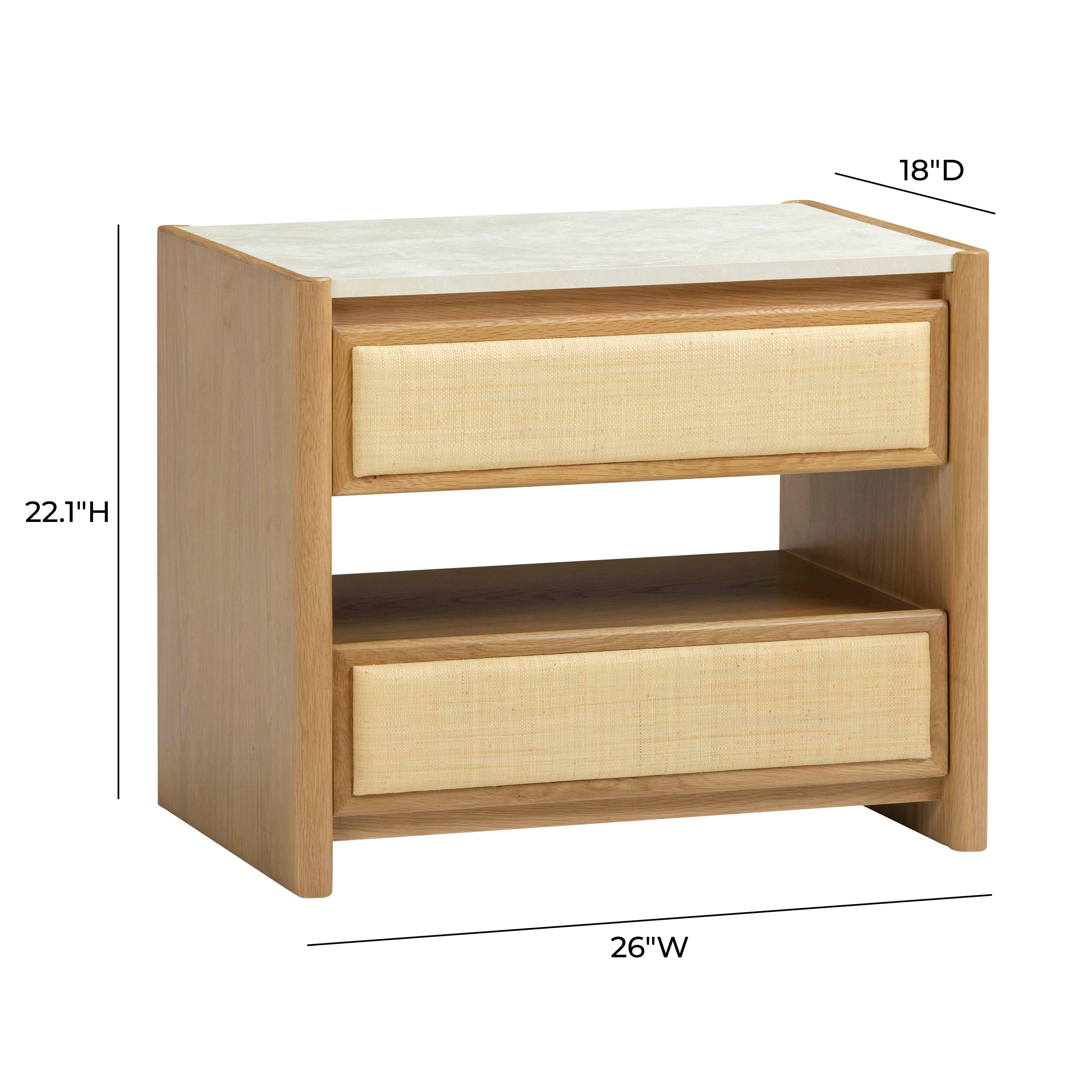 Paige 26 Natural Oak 2-Drawer Nightstand