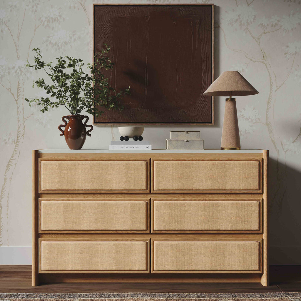 Paige 56 Natural Oak 6-Drawer Dresser