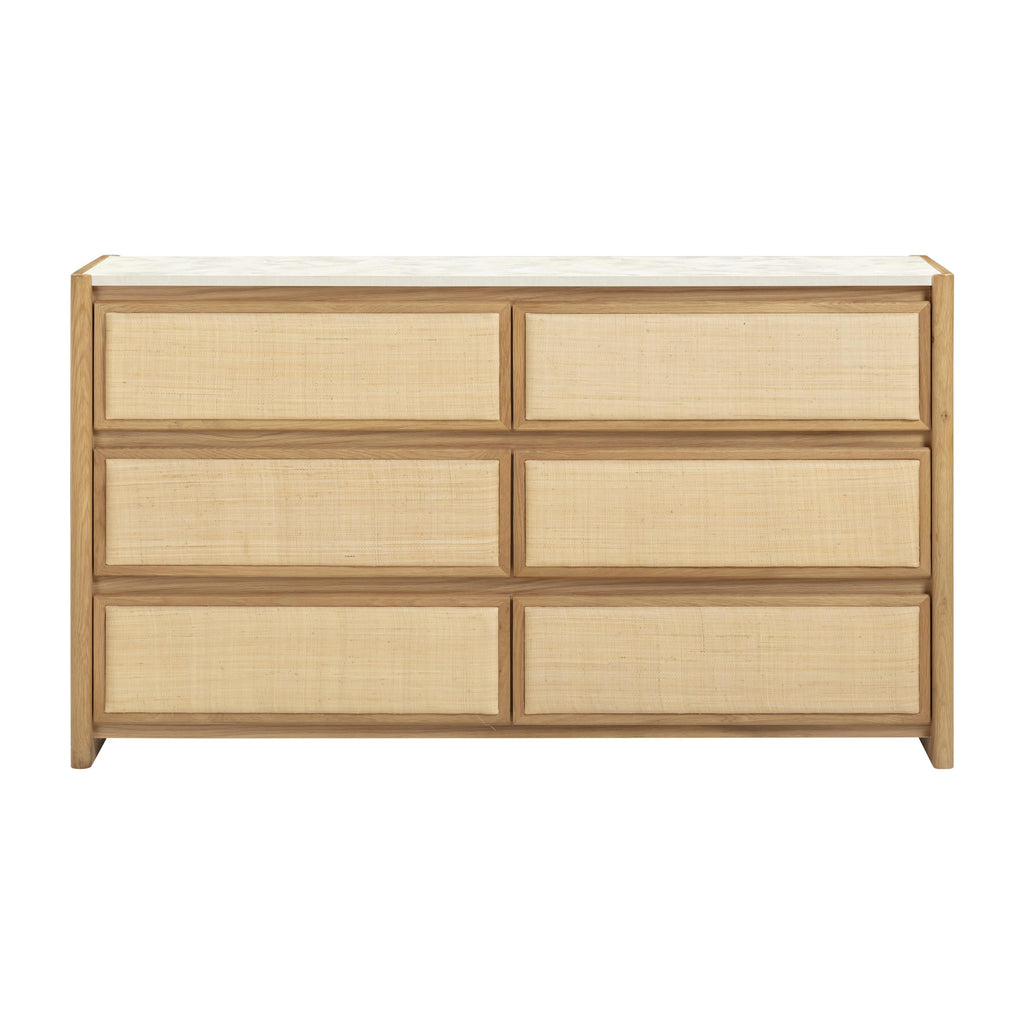 Paige 56 Natural Oak 6-Drawer Dresser