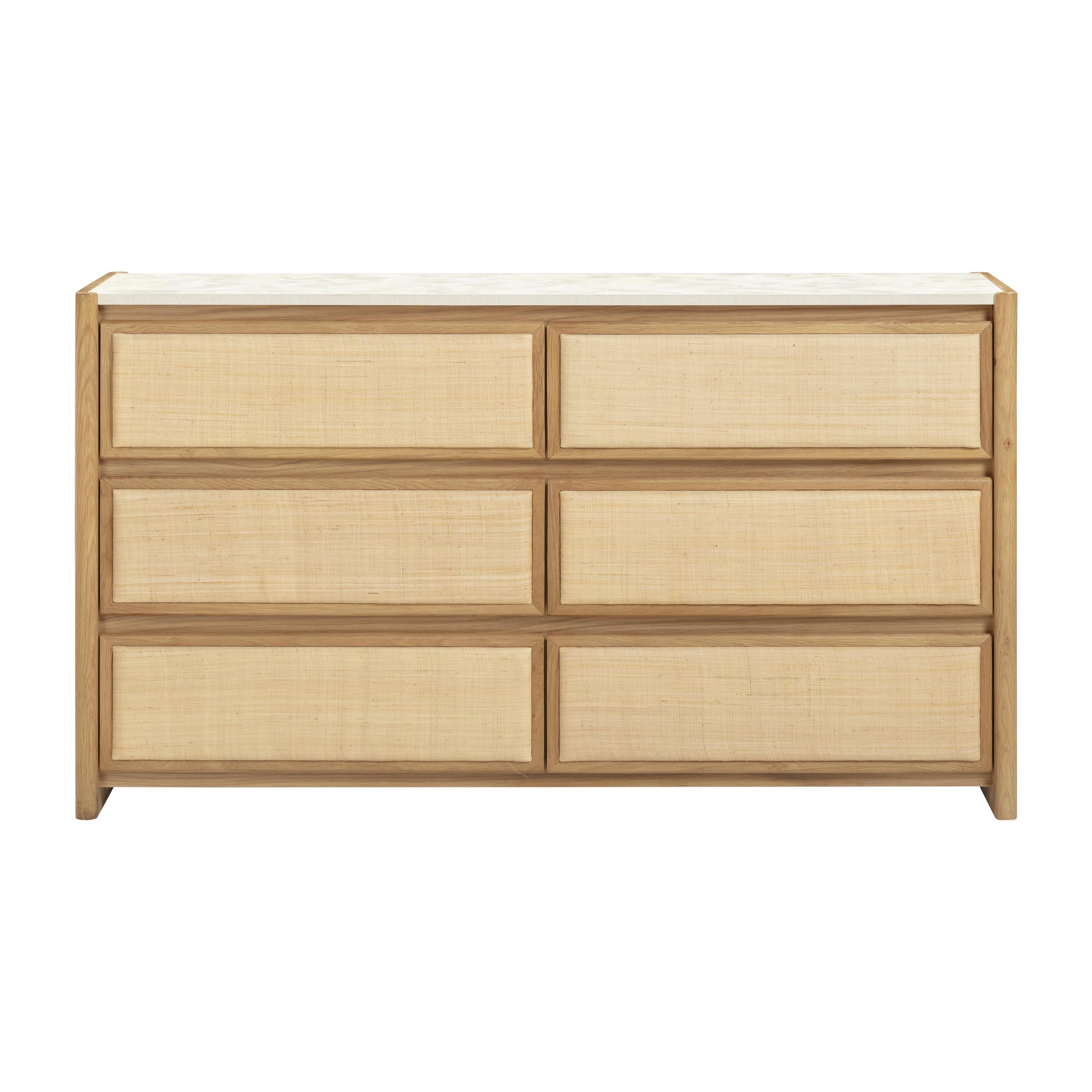 Paige 56 Natural Oak 6-Drawer Dresser