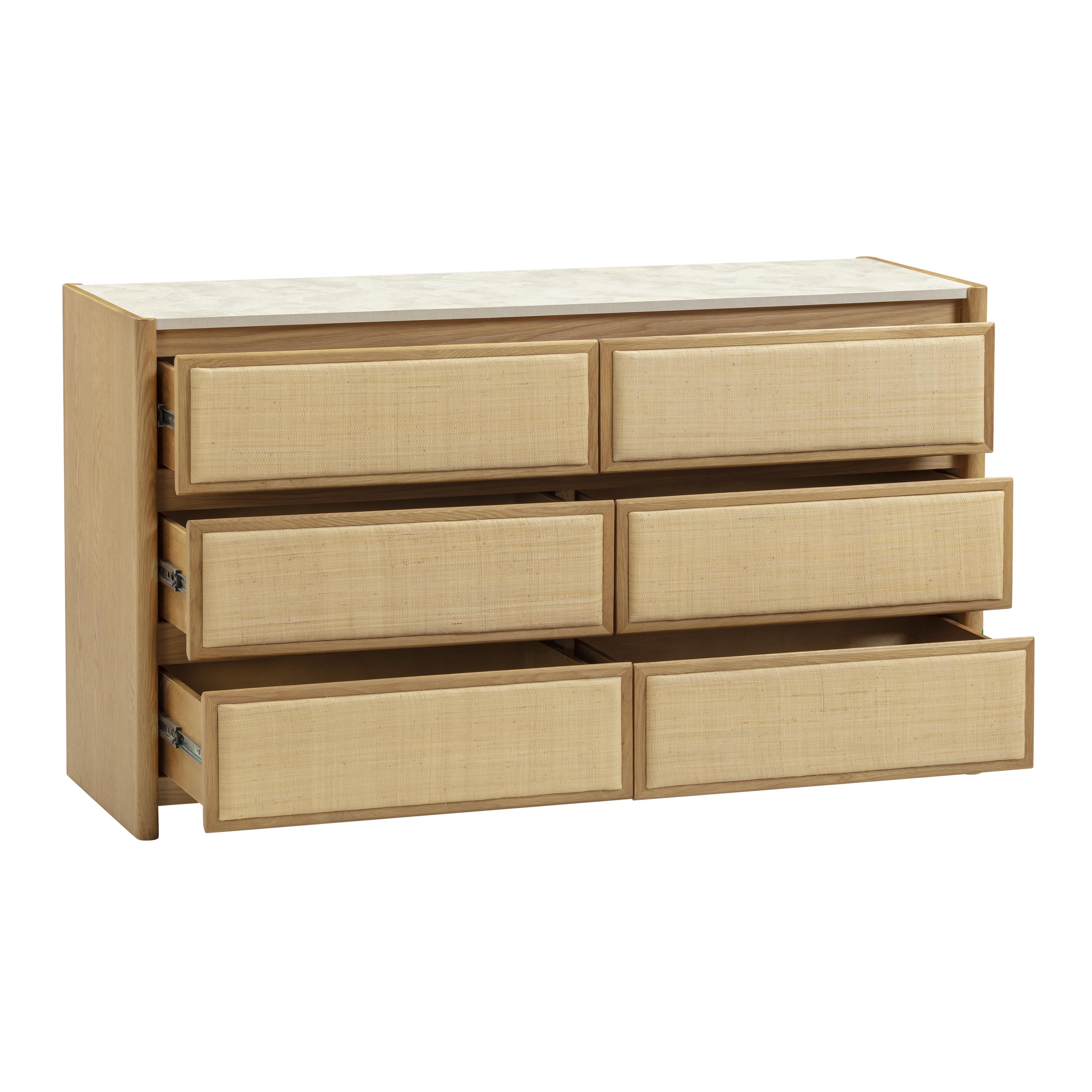 Paige 56 Natural Oak 6-Drawer Dresser