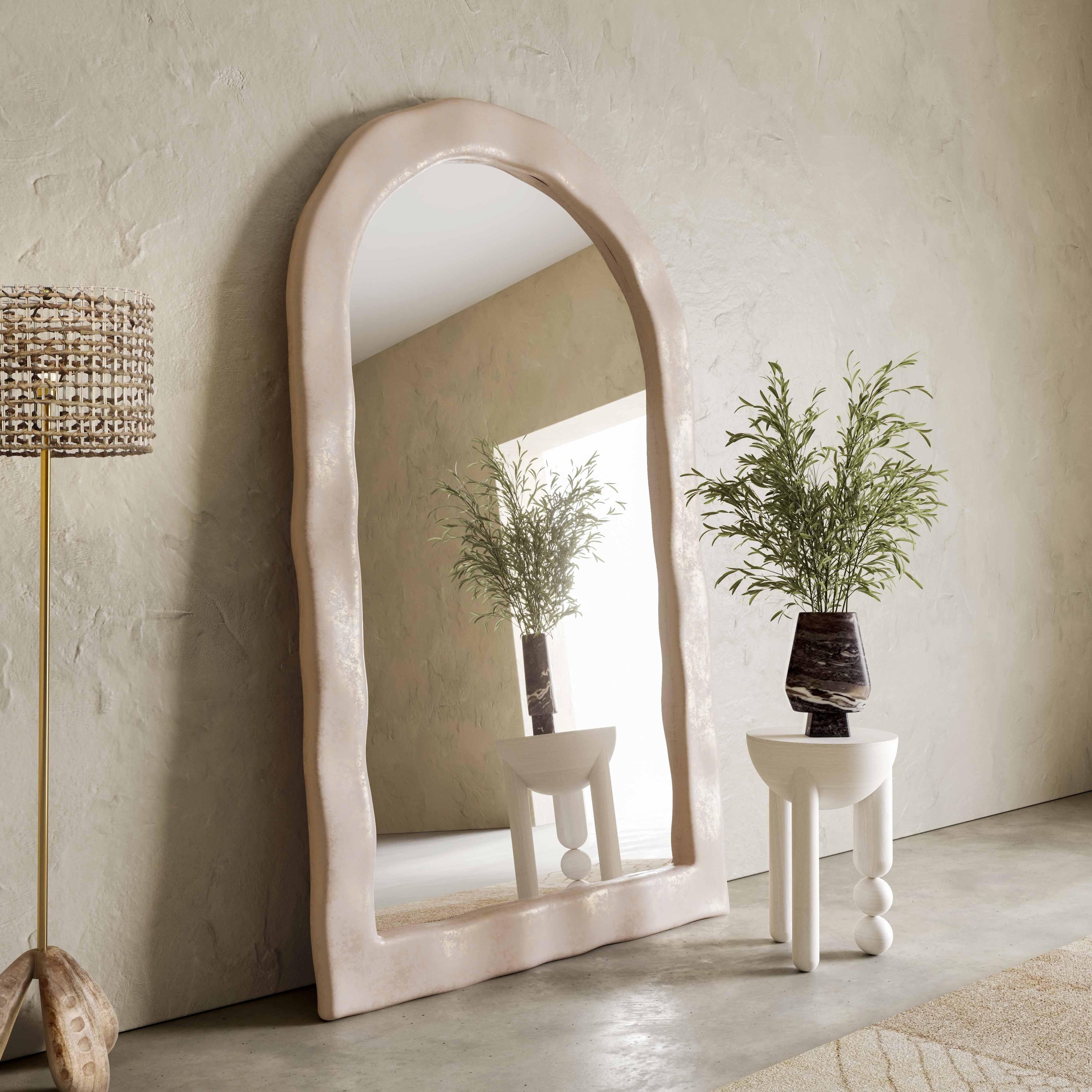 Kaia 48X79 Cream Textured Floor Mirror