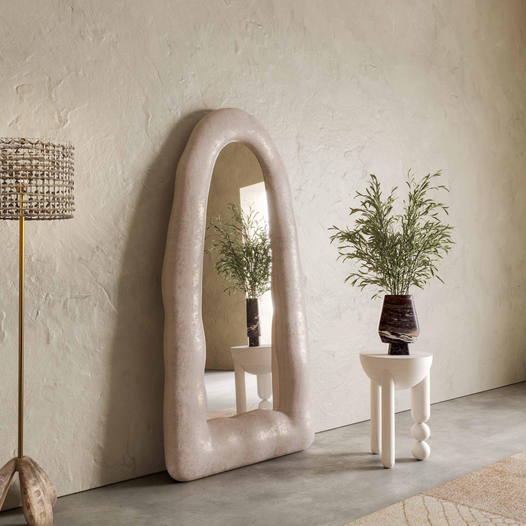 Kaia 32X64 Cream Textured Small Floor Mirror