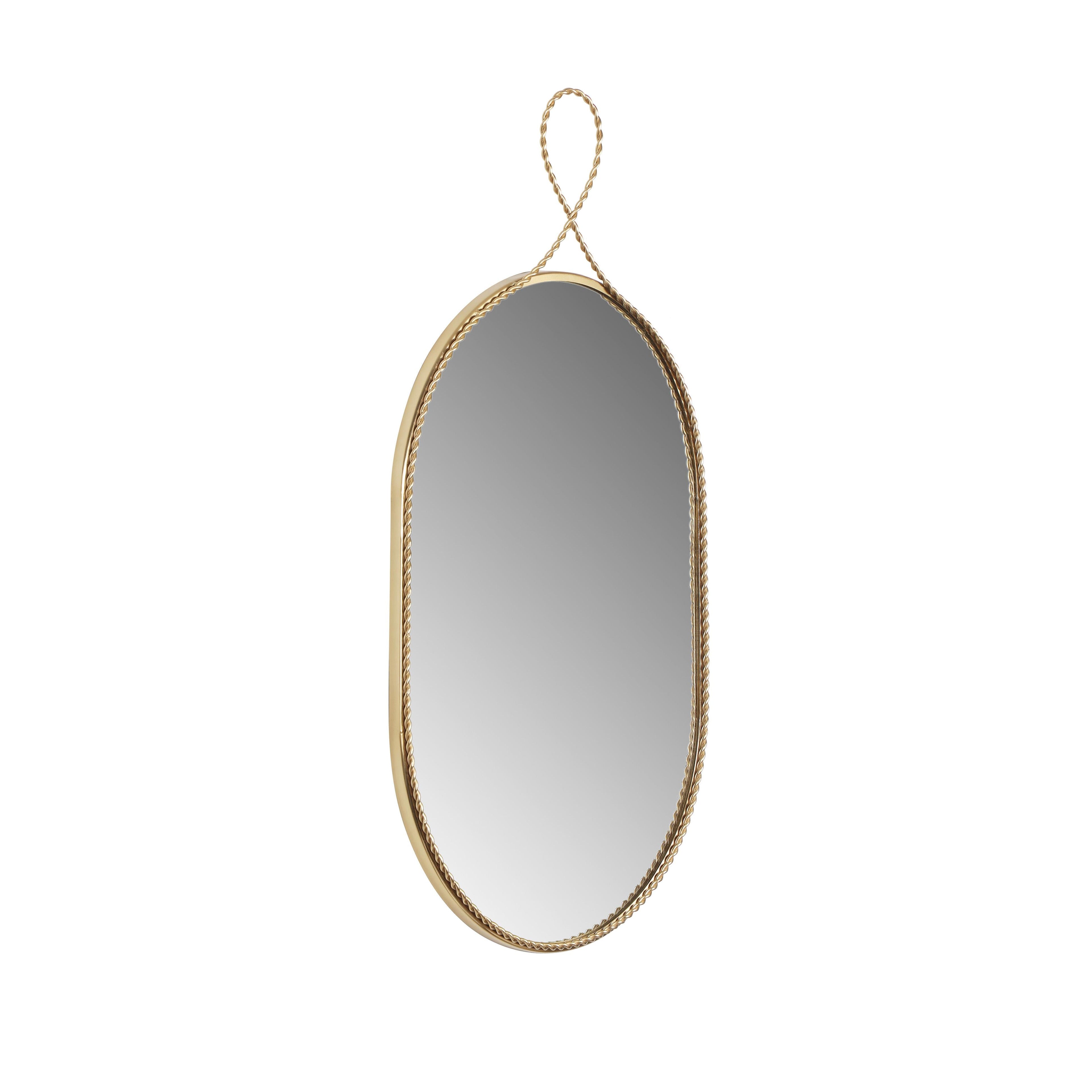 Ravina 20X38 Braided Brass Oval Wall Mirror
