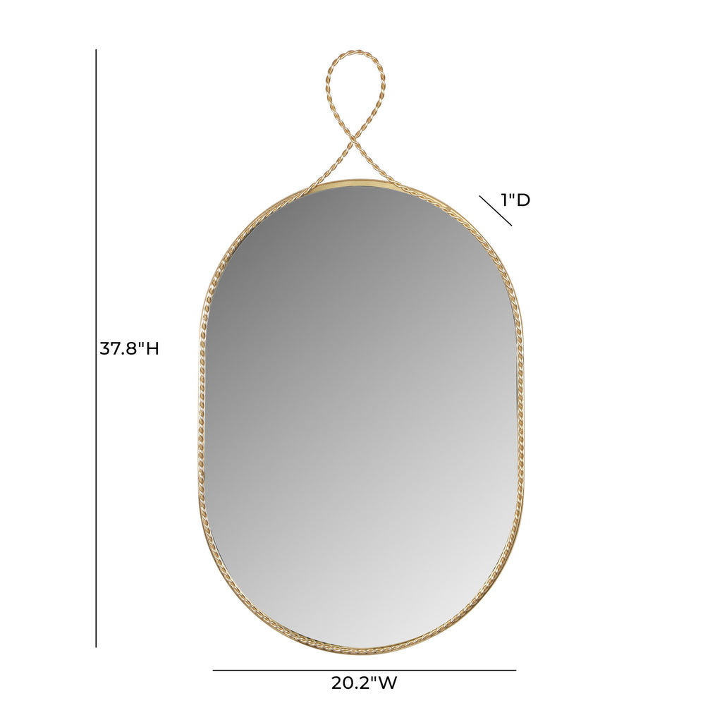 Ravina 20X38 Braided Brass Oval Wall Mirror