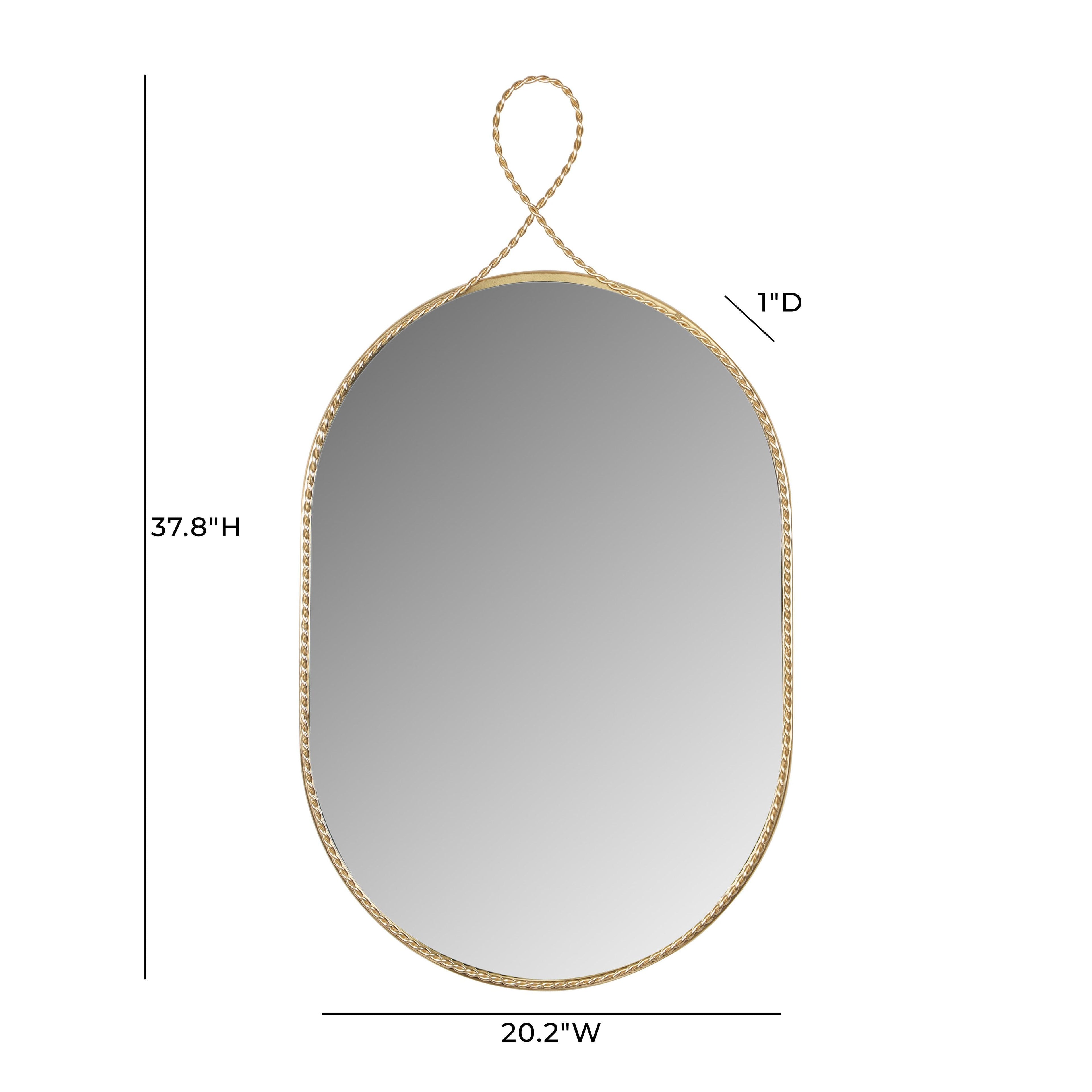 Ravina 20X38 Braided Brass Oval Wall Mirror